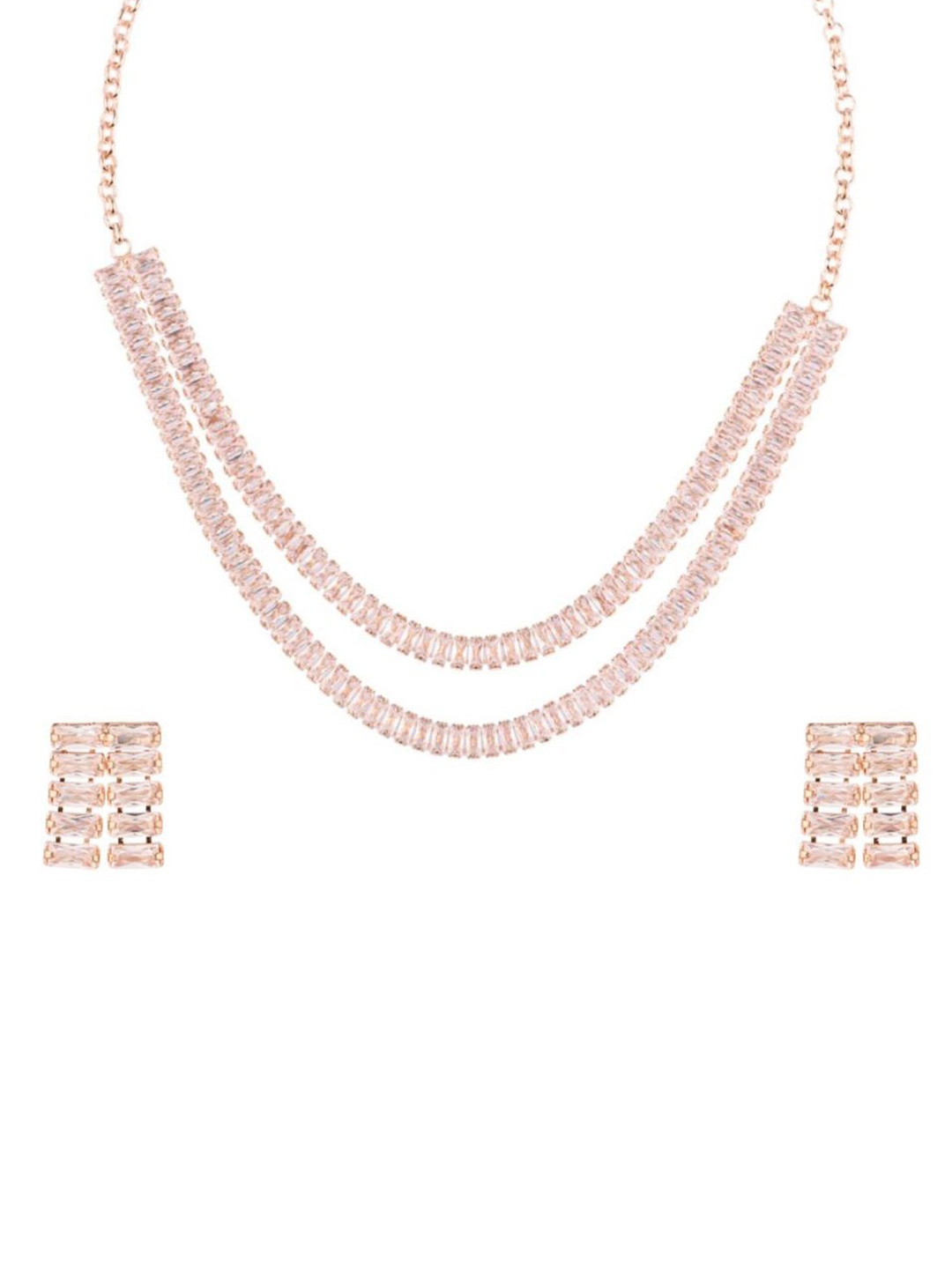 

Efulgenz Rose Gold-Plated White CZ-Studded Jewellery Set