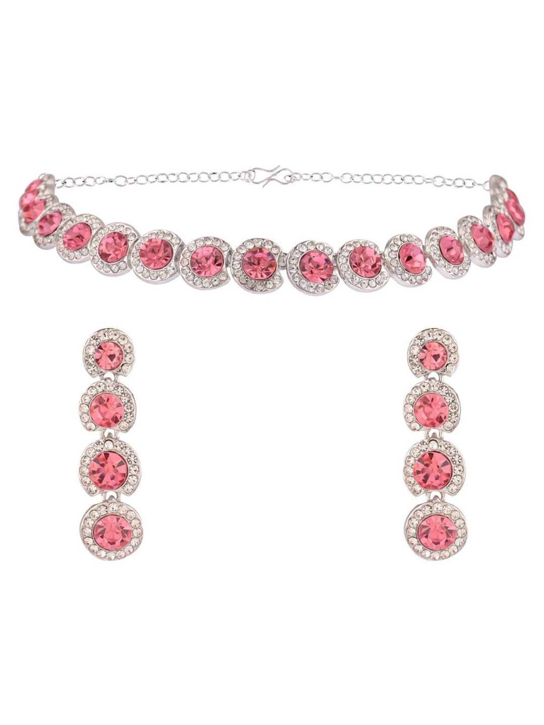 

Efulgenz Crystal-Studded Rhodium-Plated Jewellery Set, Silver