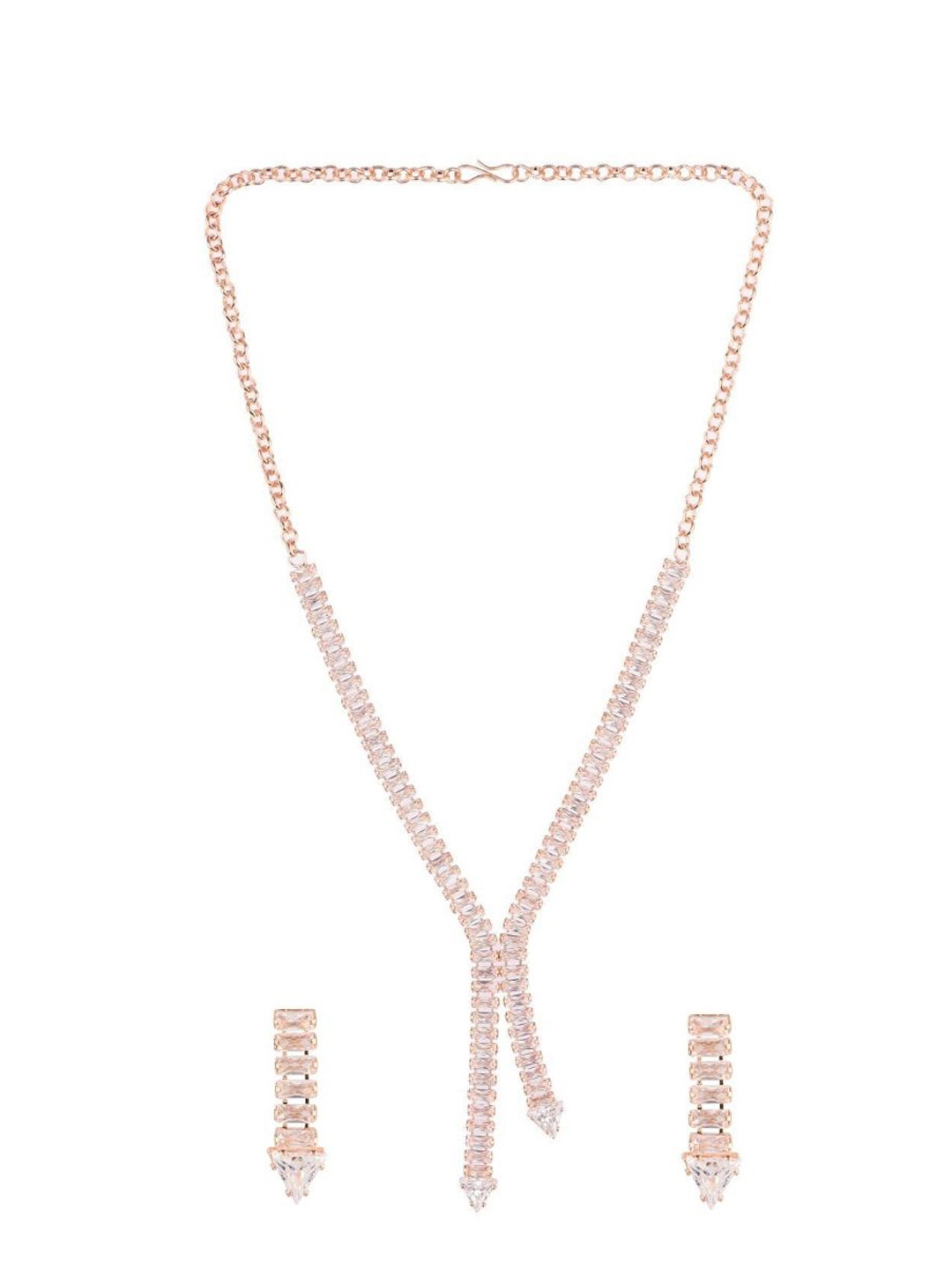 

Efulgenz Rose Gold-Toned Crystal-Studded Gold-Plated Jewellery Set