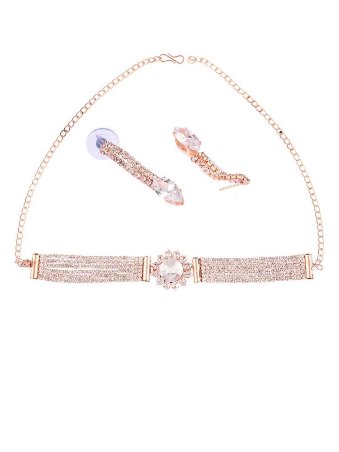 

Efulgenz CZ-Studded Rose Gold-Plated Jewellery Set