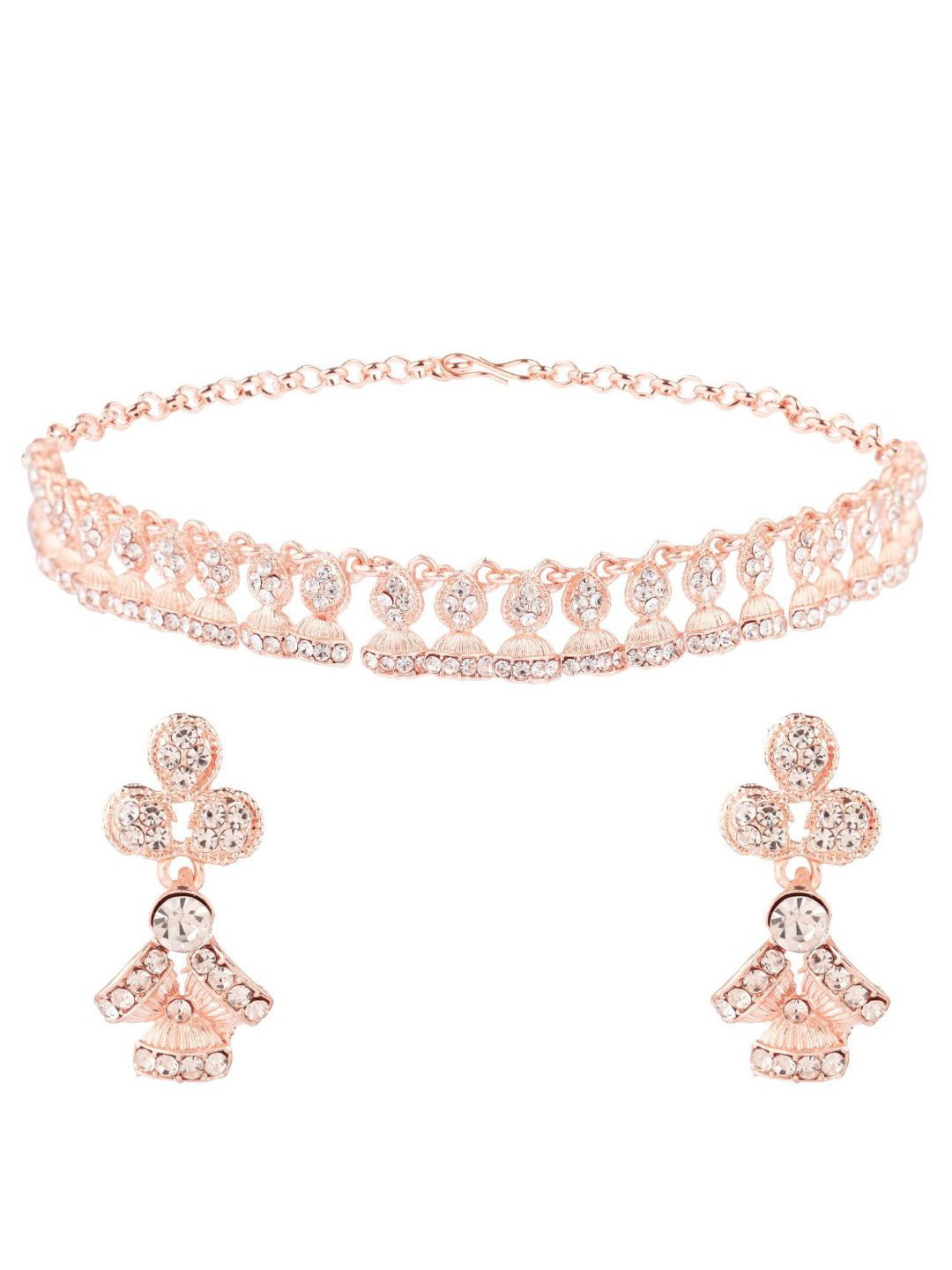 

Efulgenz Crystal Studded Rose Gold-Plated Jewellery Set