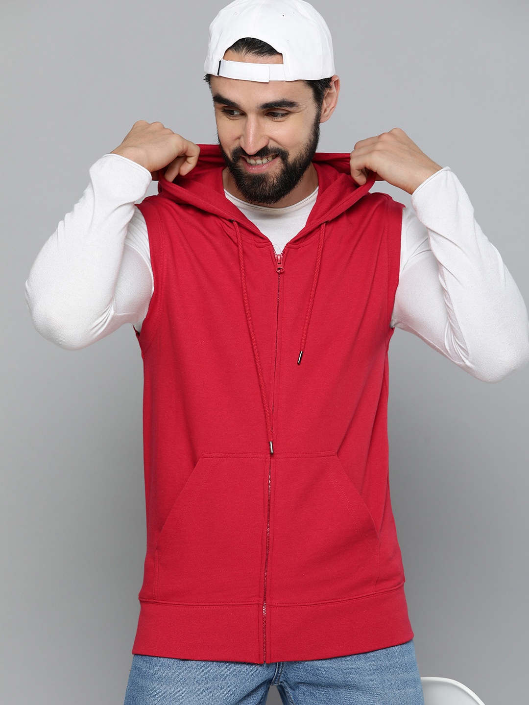 

HERE&NOW Red Solid Hooded Sweatshirt