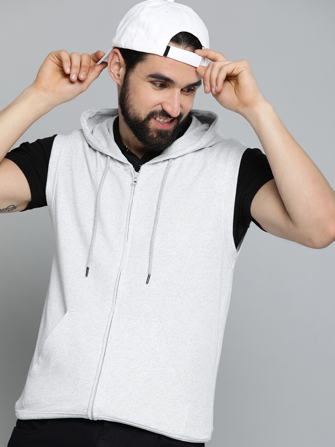 

HERE&NOW White Solid Hooded Sweatshirt