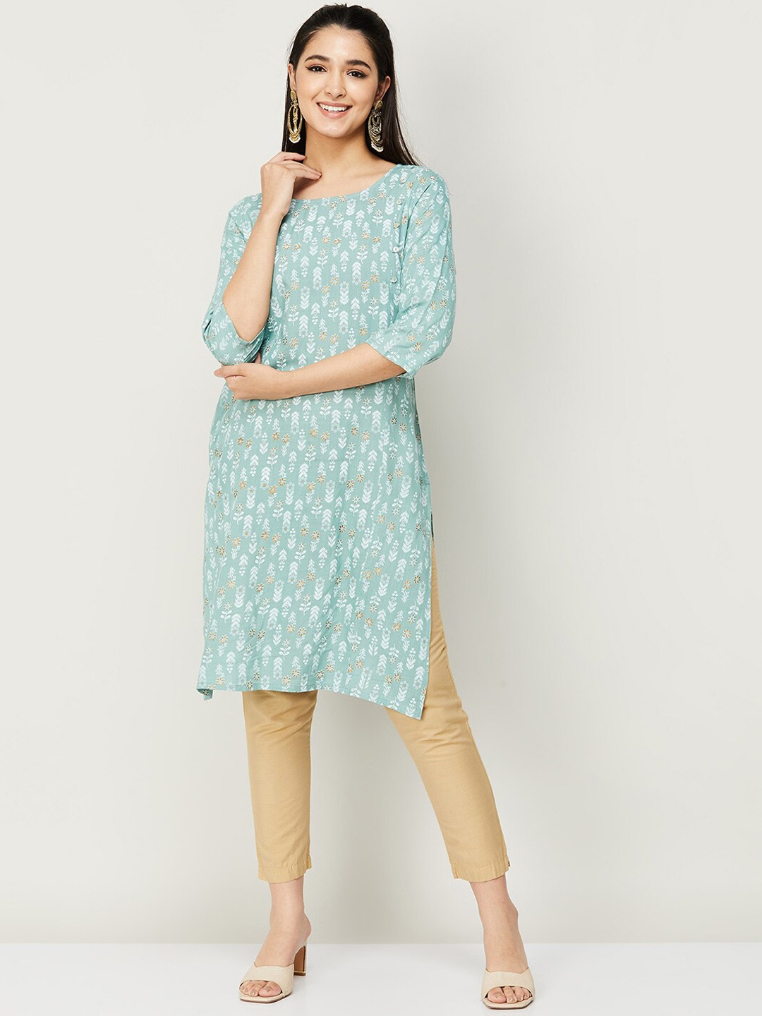

Melange by Lifestyle Women Blue Floral Printed Kurta