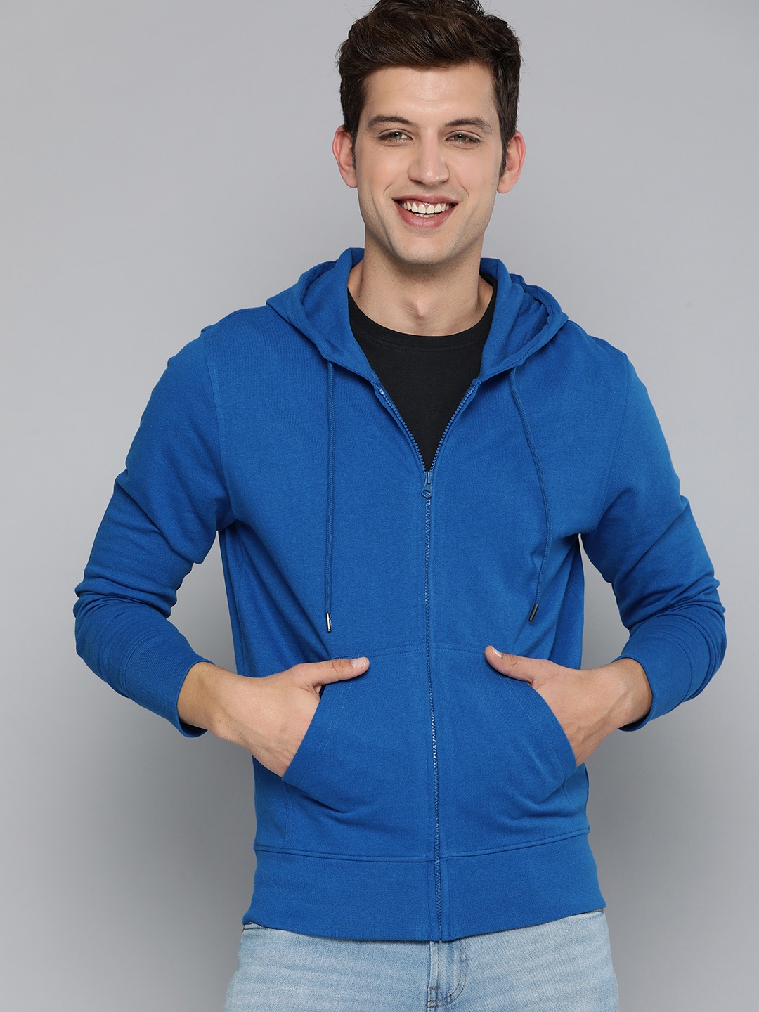 

HERE&NOW Men Blue Hooded Sweatshirt