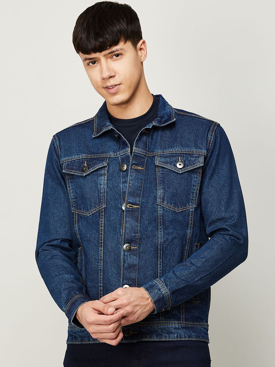 

Forca Men Blue Denim Cotton Jacket