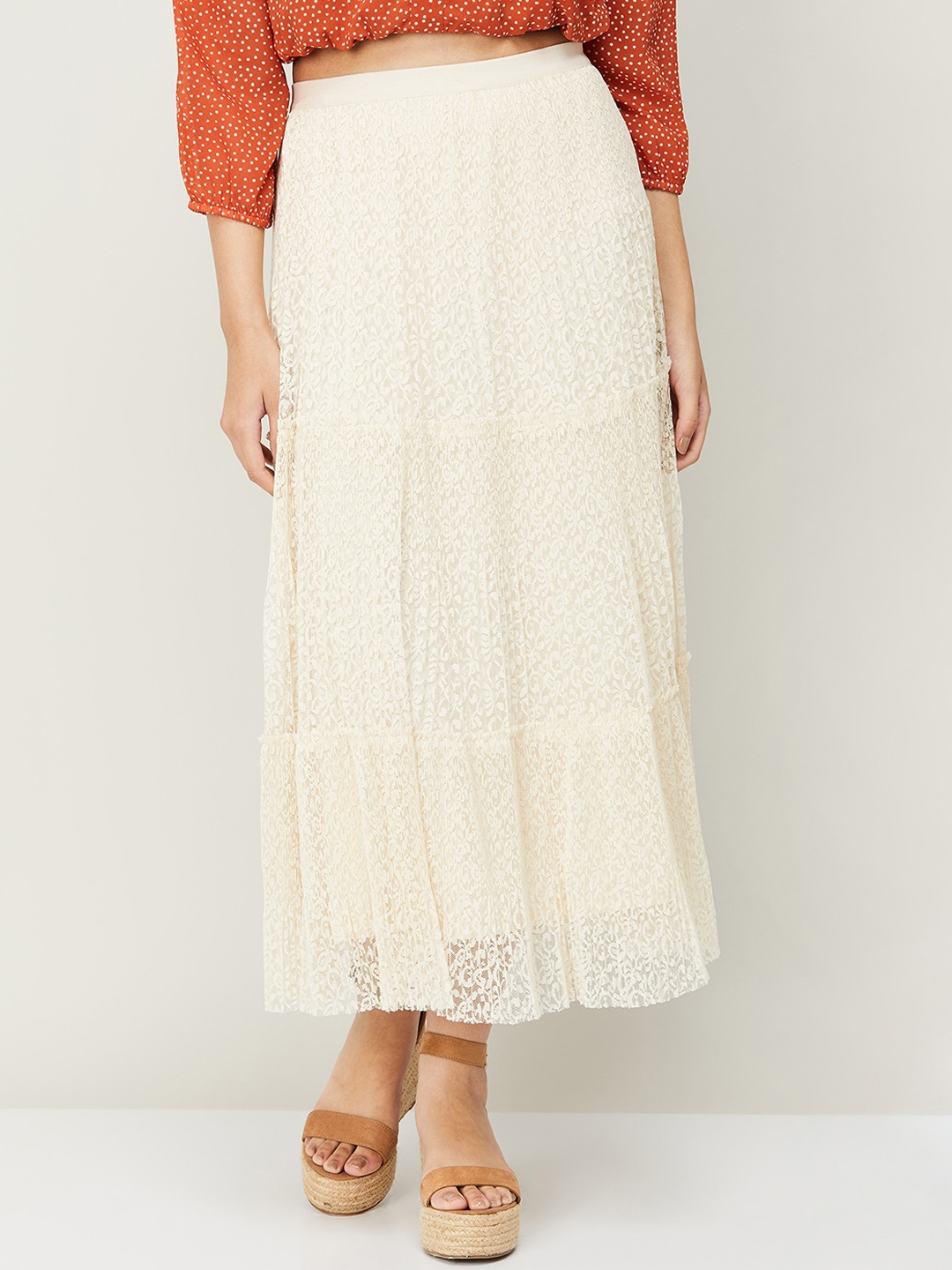 

CODE by Lifestyle Women Off White Self Design Skirt