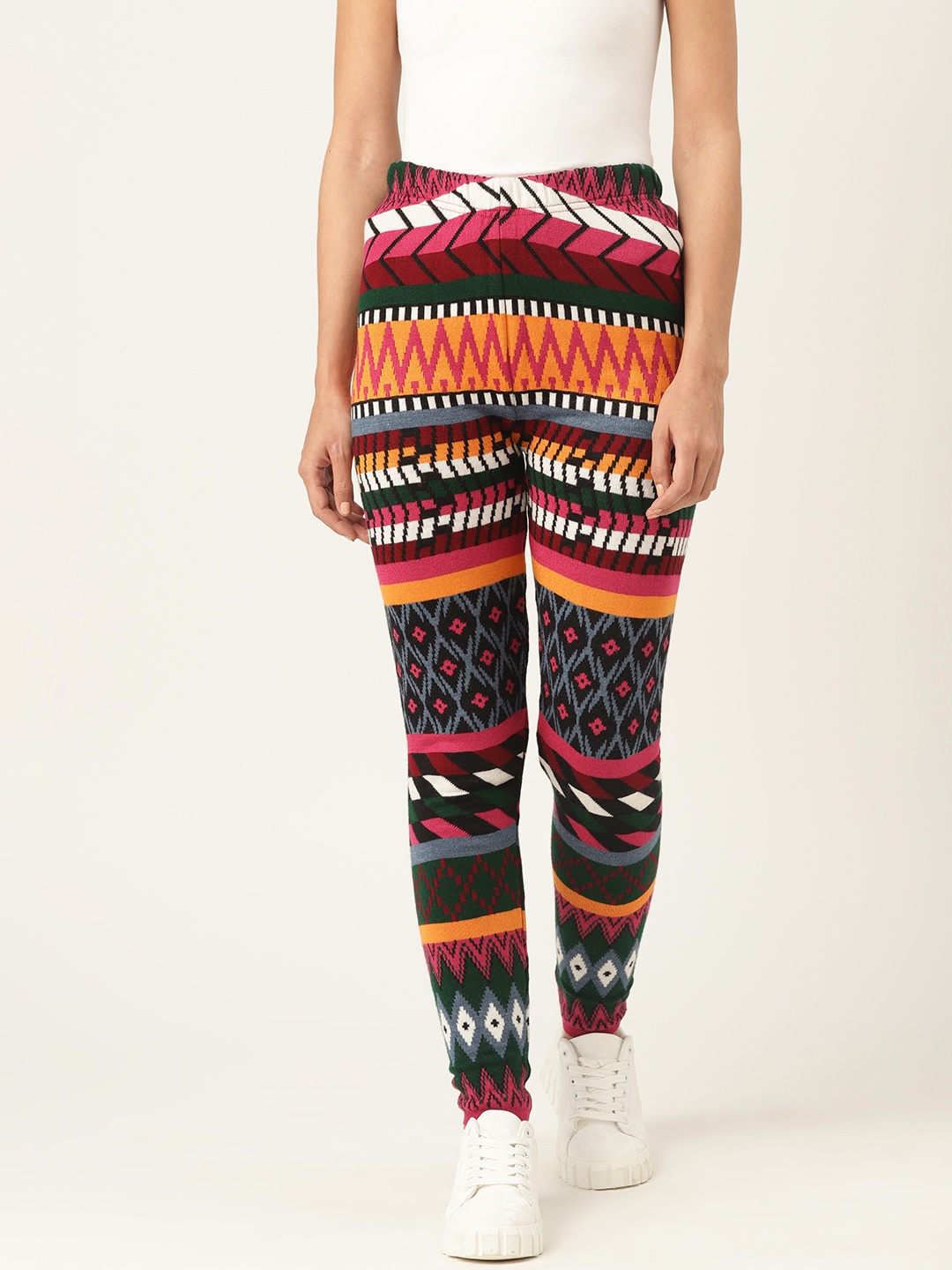 Kook N Keech Women Self Design Acrylic Ankle Length Leggings, Multi