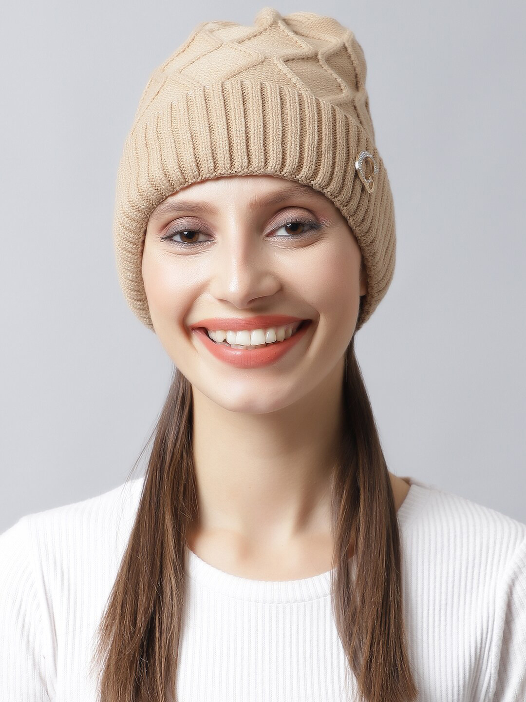 

LOOM LEGACY Women Gold-Toned Embellished Acrylic Beanie