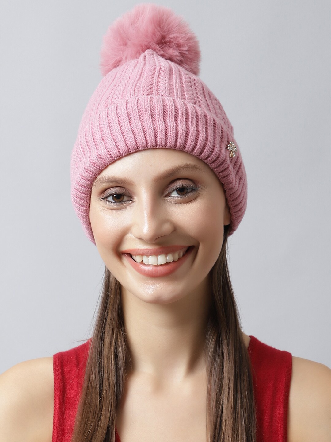 

LOOM LEGACY Women Pink Acrylic Beanie