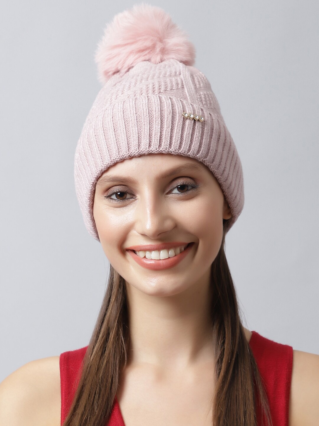 

LOOM LEGACY Women Mauve Acrylic Beanie