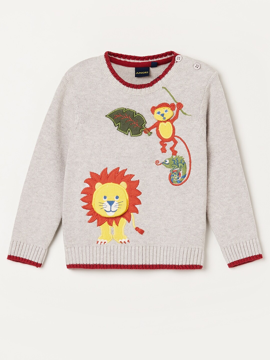 

Juniors by Lifestyle Boys Grey & Yellow Cotton Pullover Sweaters