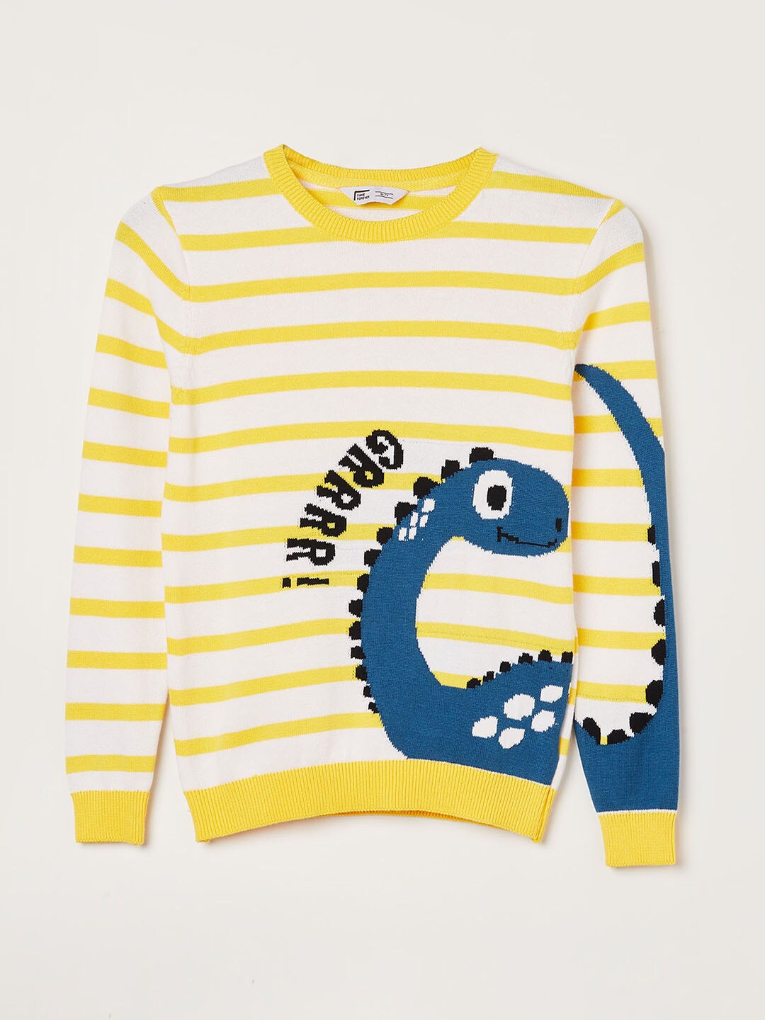 

Fame Forever by Lifestyle Boys Yellow & White Printed Cotton Pullover