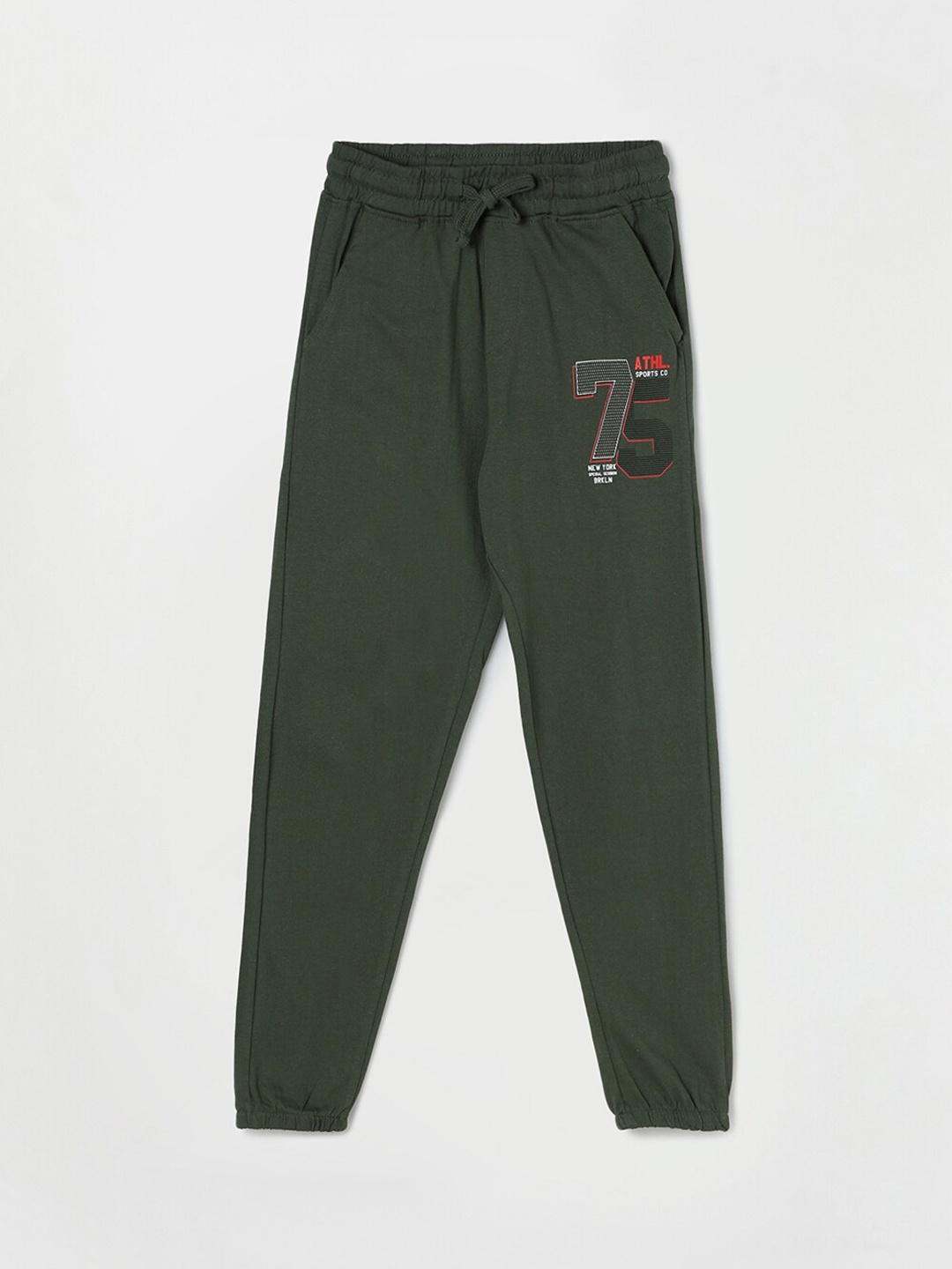 

Fame Forever by Lifestyle Boys Olive Green Printed Cotton Joggers