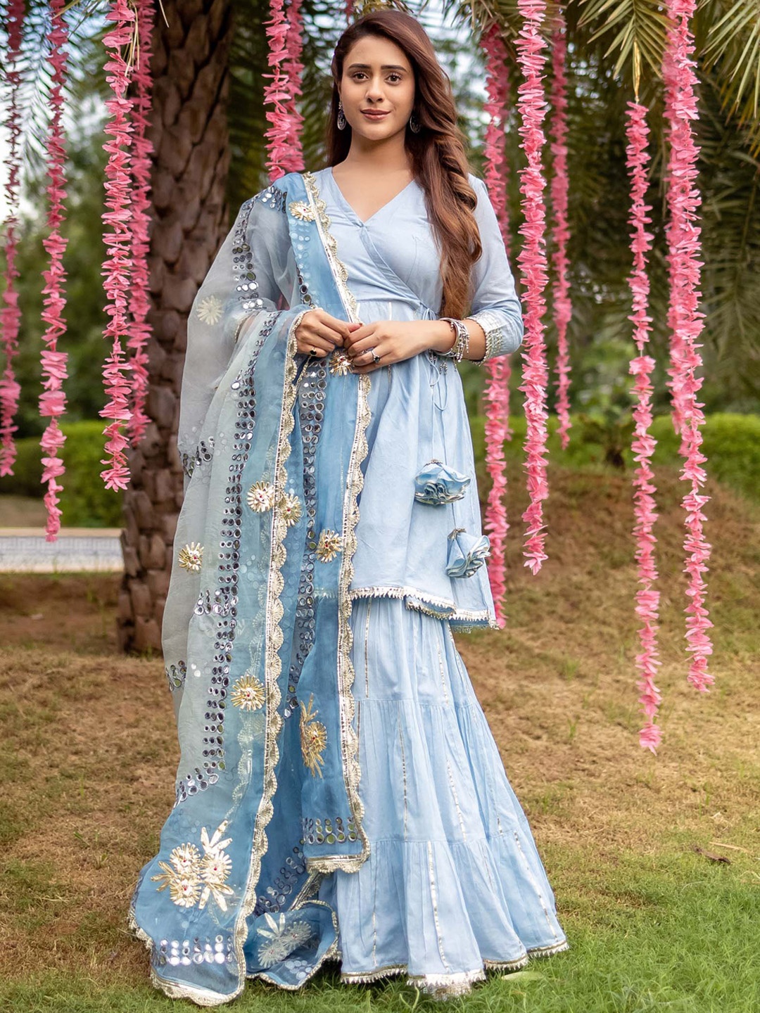 

AACHHO Women Kassia Gotapatti Sharara Set, Blue