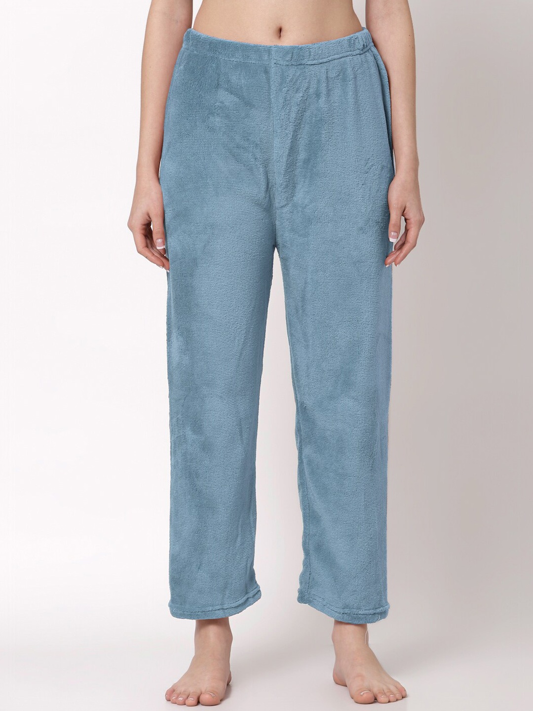 

KLOTTHE Women Blue Solid Woolen Straight Lounge Pants