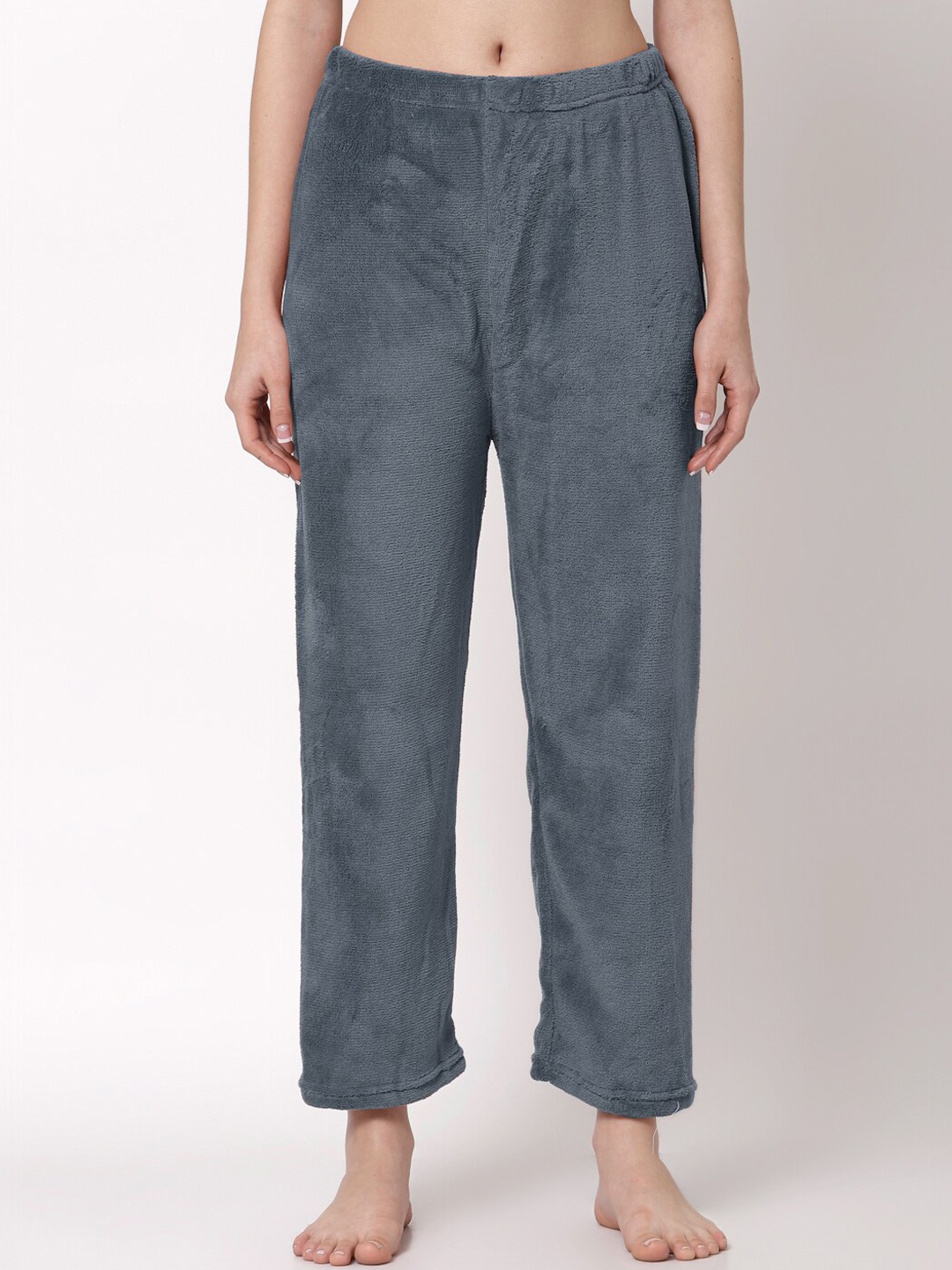 

KLOTTHE Women Woolen Straight Lounge Pants, Grey