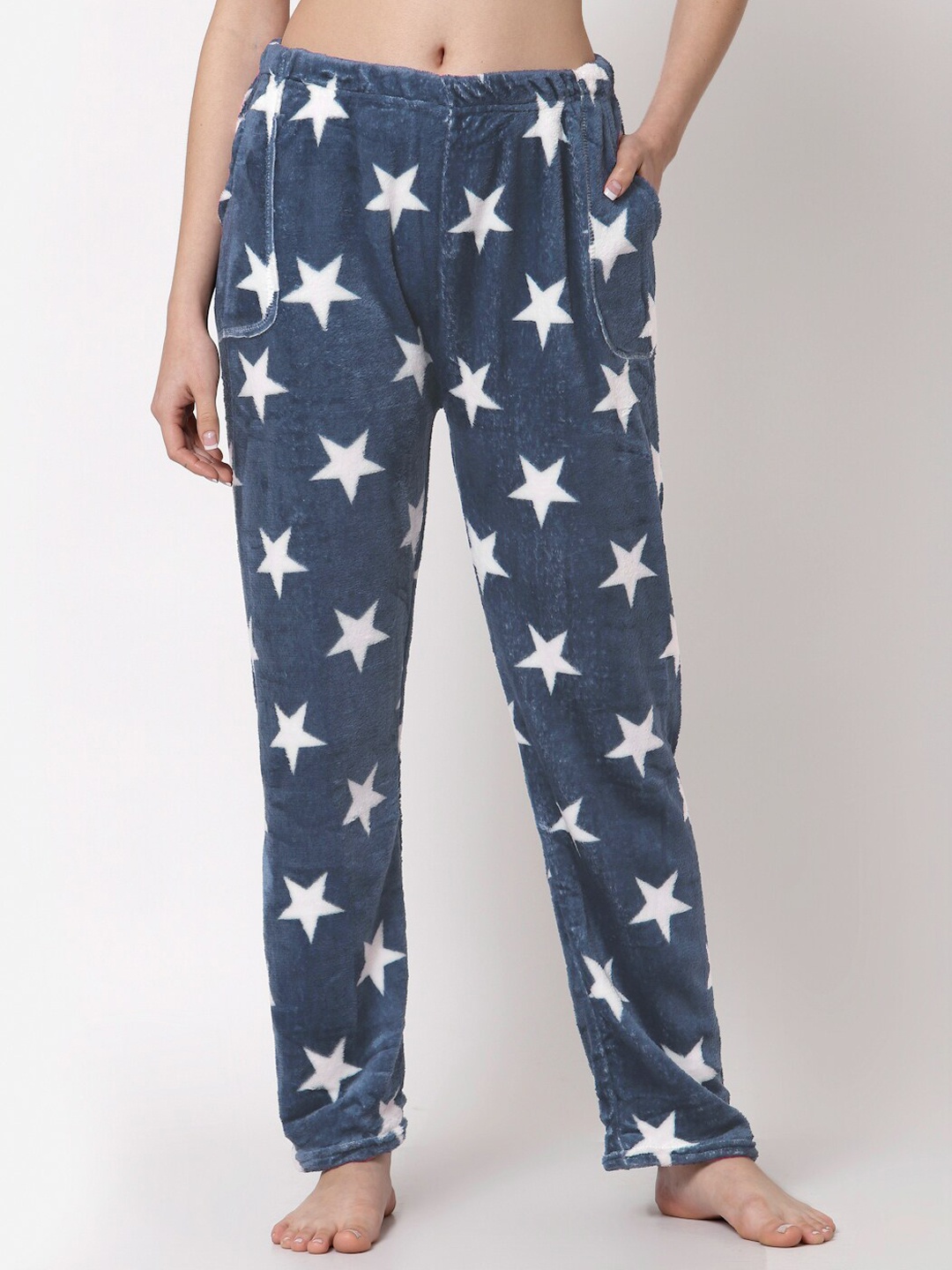 

KLOTTHE Women Conversational Printed Straight Woolen Lounge Pants, Grey
