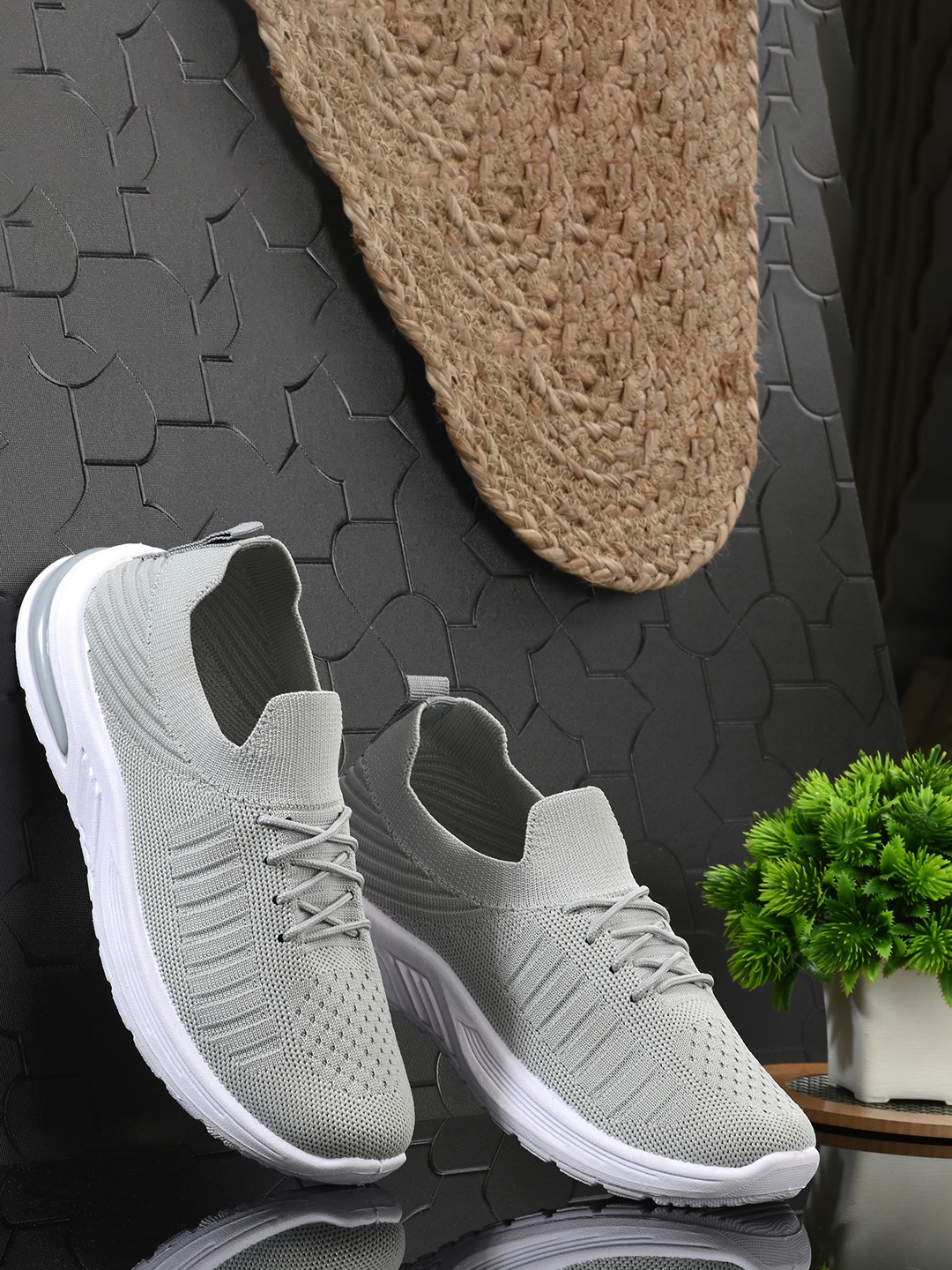 

BIRDE Women Grey Solid Non-Marking Walking Shoes
