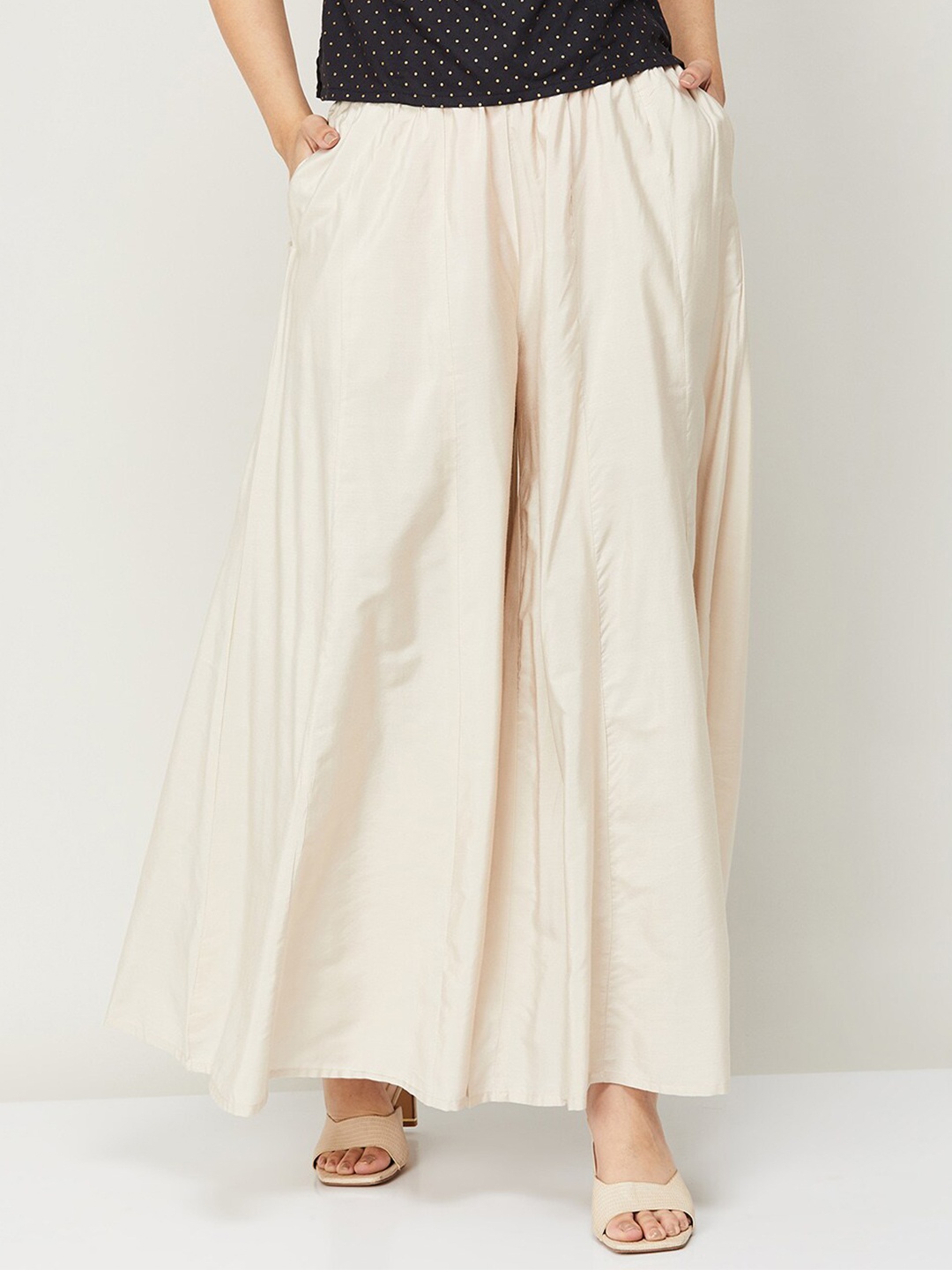 

Melange by Lifestyle Women Beige Solid Palazzos