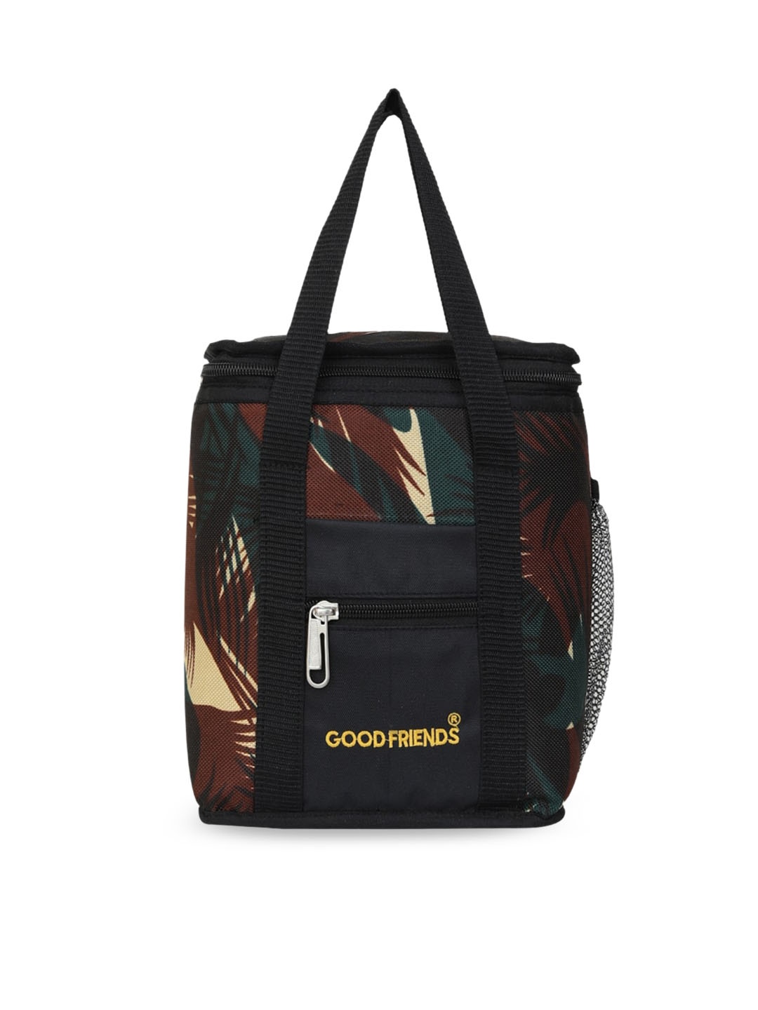 

GOOD FRIENDS Green & Black Printed Waterproof Lunch Bag, Brown