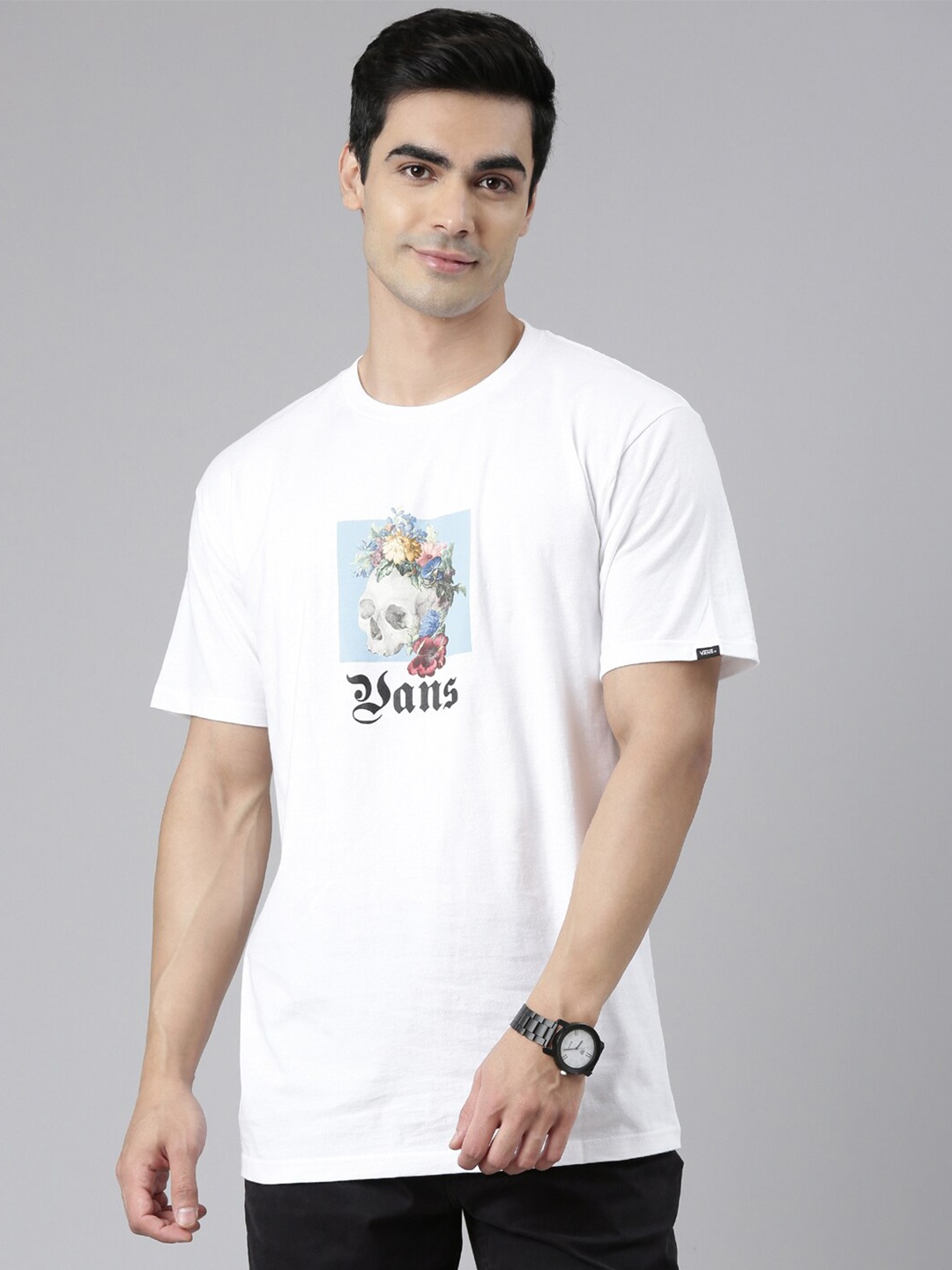 

Vans Men White Printed Organic Cotton T-shirt