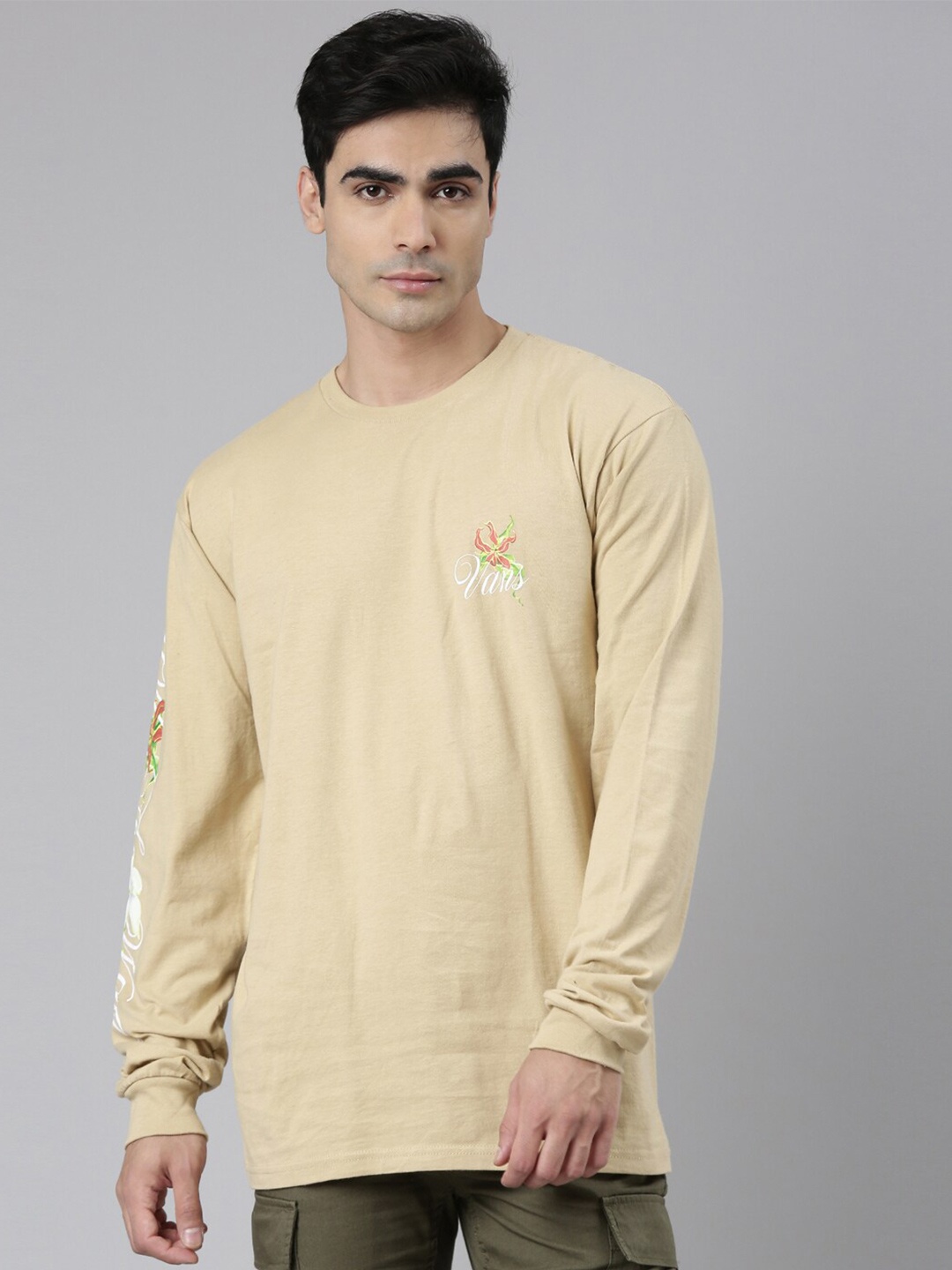 

Vans Men Taupe Typography Printed Organic Cotton T-shirt