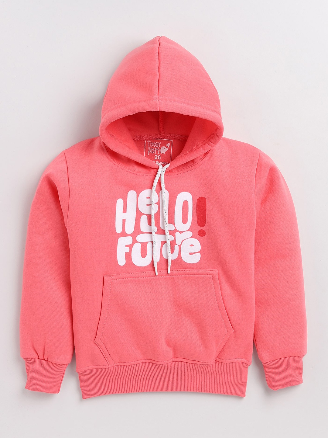 

Toonyport Kids Pink Printed Hooded Fleece Sweatshirt