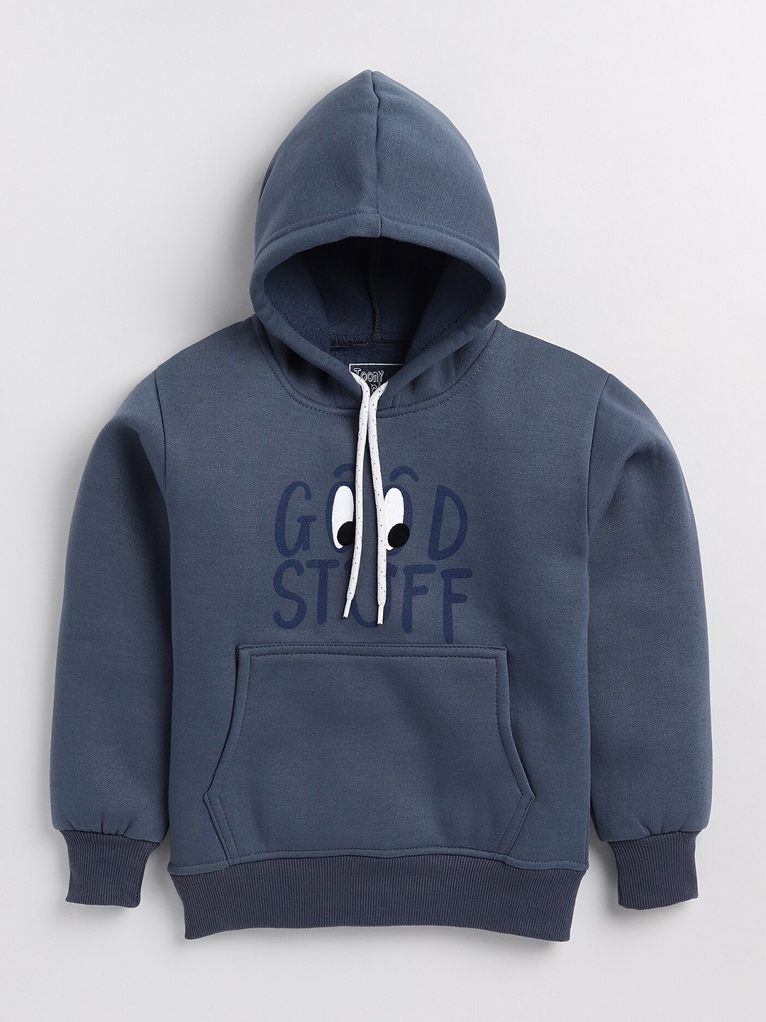 

Toonyport Kids Blue Printed Hooded Fleece Sweatshirt