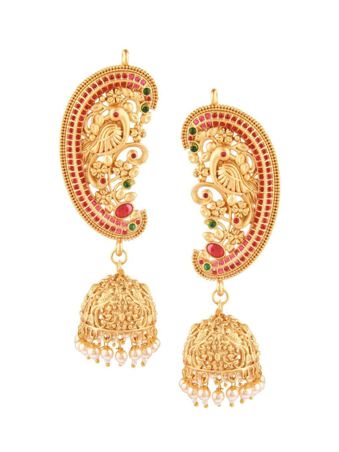 

Efulgenz Gold-Plated & Pink Contemporary Ear Cuff Earrings