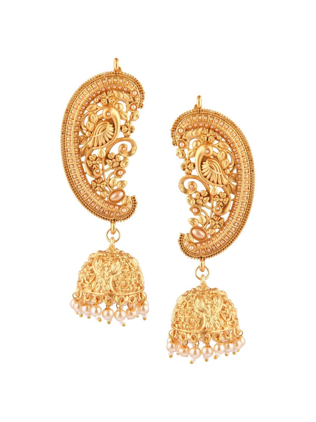 

Efulgenz Gold-Toned & White Contemporary Ear Cuff Earrings