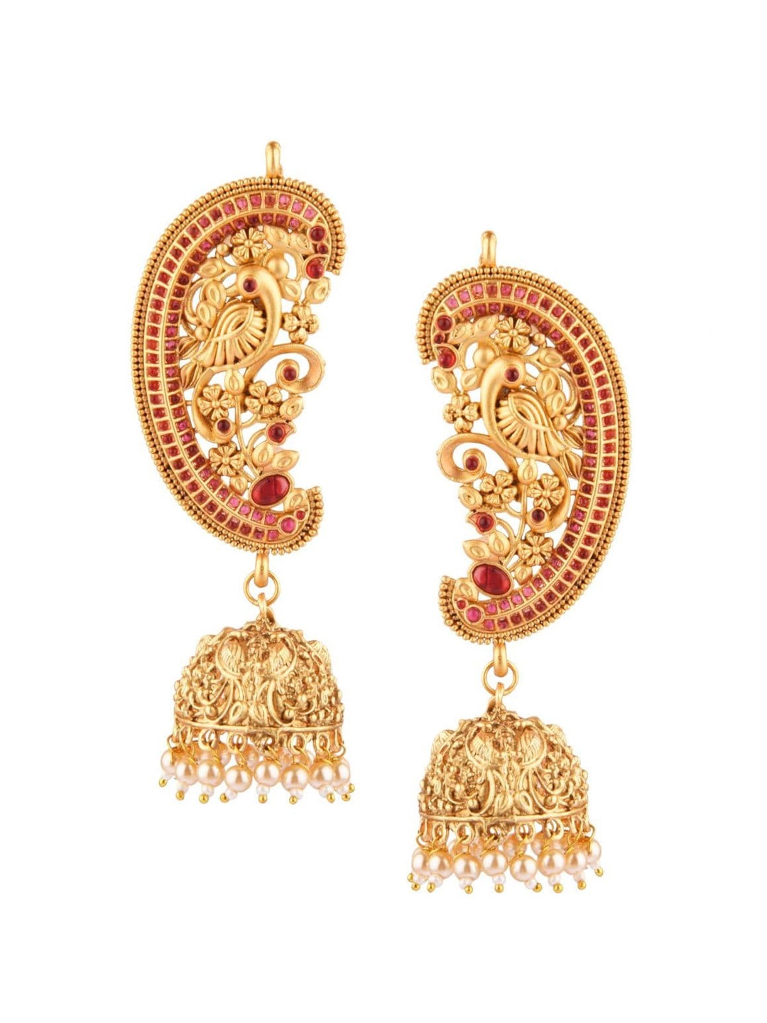 

Efulgenz Gold-Plated & Pink Contemporary Ear Cuff Earrings