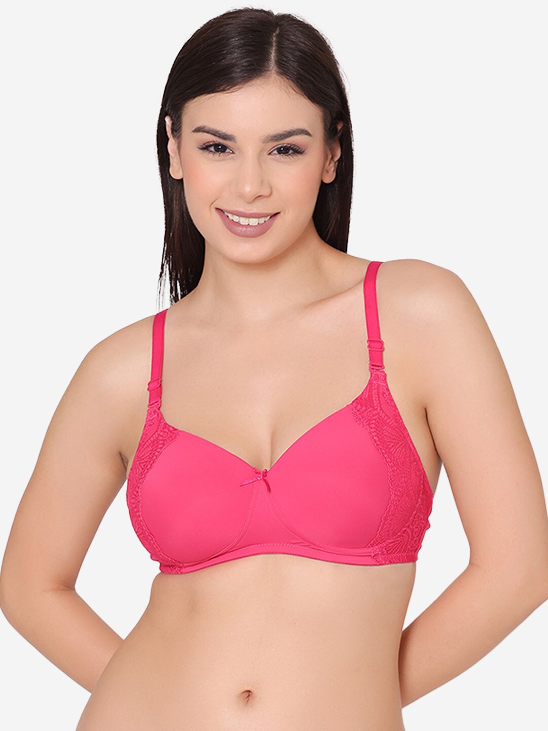 

GROVERSONS Paris Beauty Fuchsia Lightly Padded Non Wired Multiway Bra with Lace