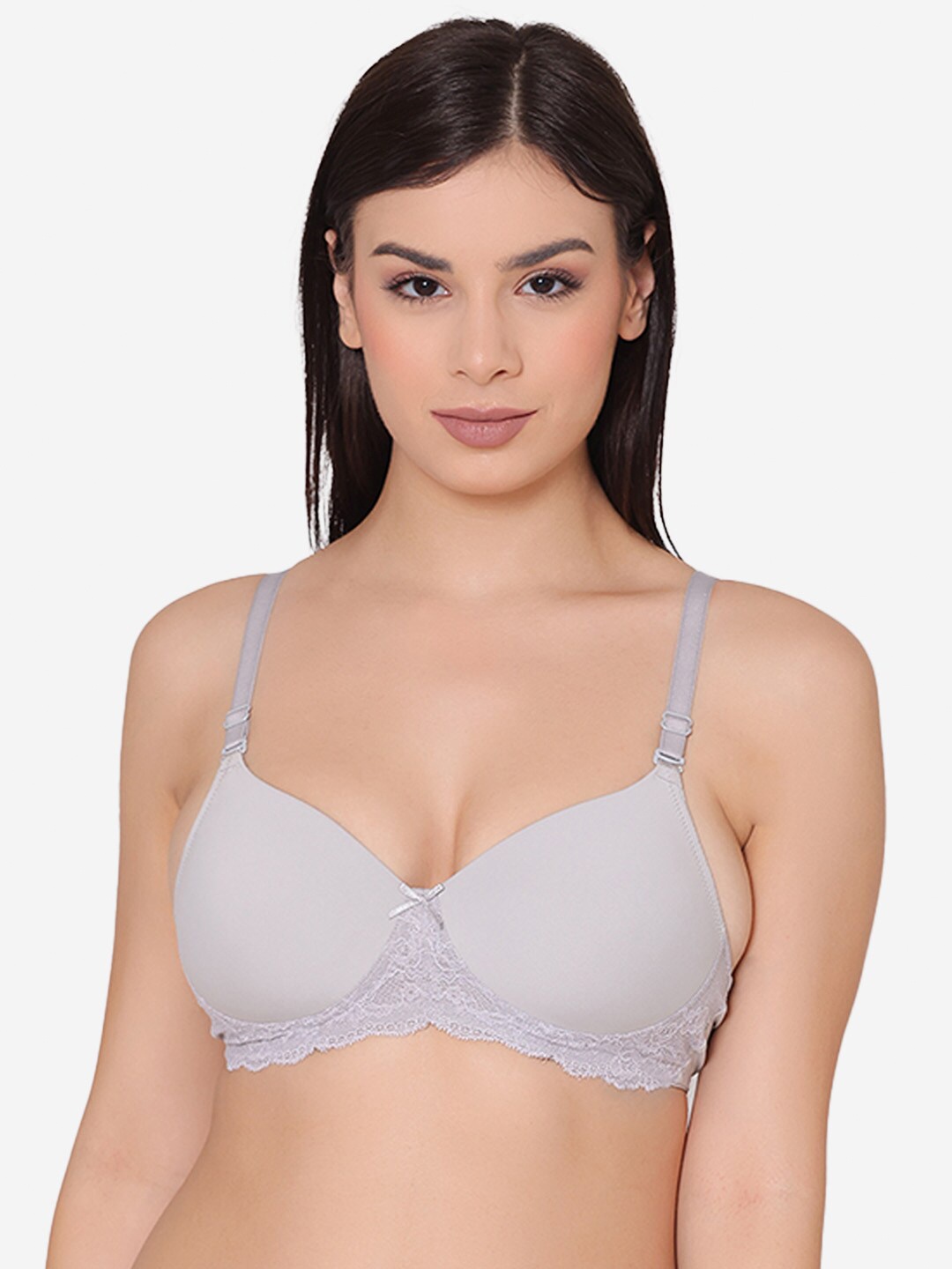 

GROVERSONS Paris Beauty Grey Floral Lightly Padded Non Wired Multiway Bra with Lace