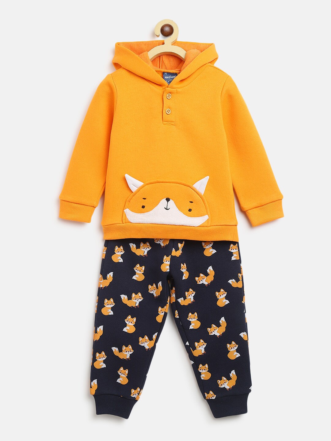 

Nauti Nati Boys Orange & Black Printed Sweatshirt With Jogger