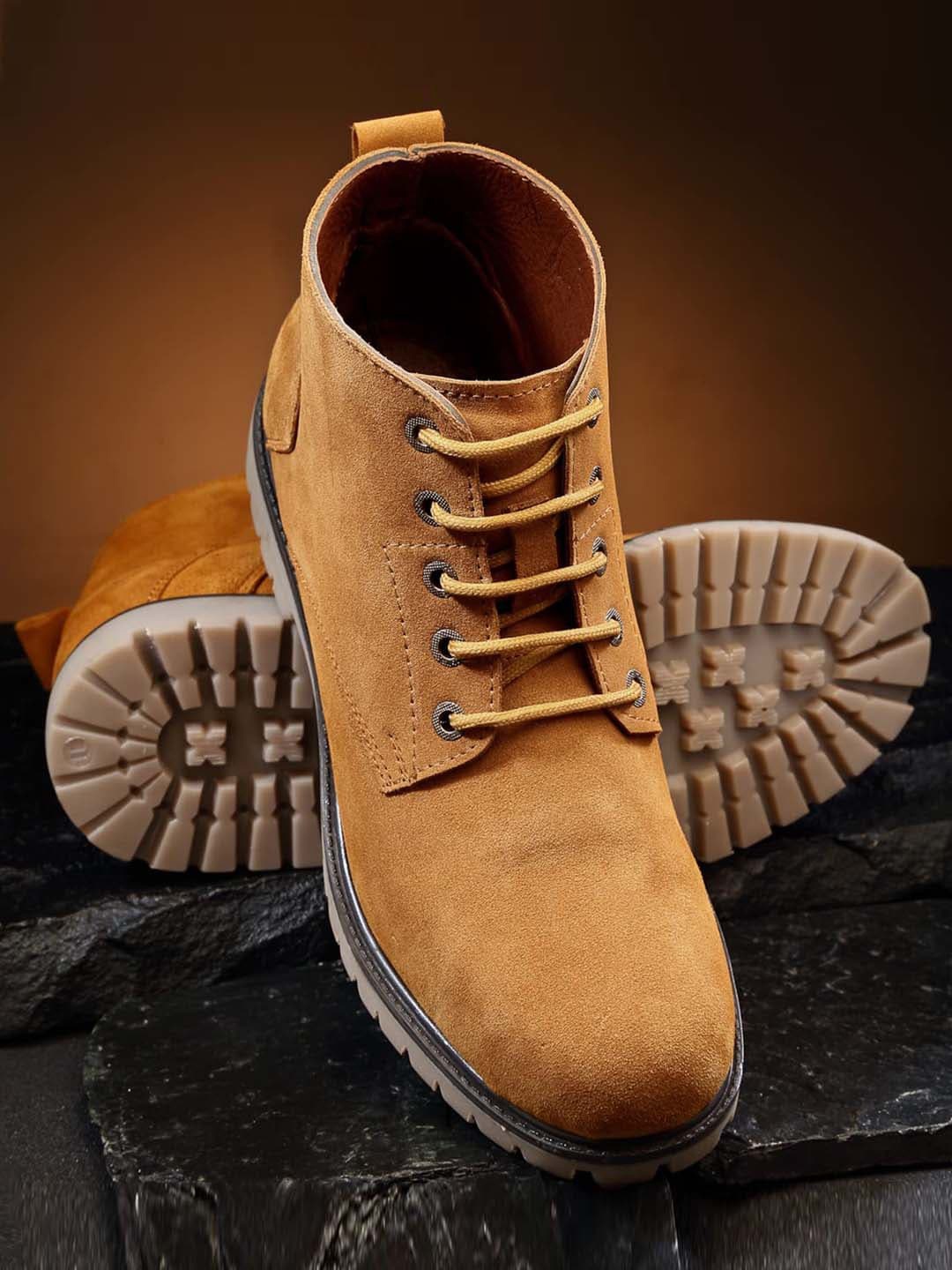 

LOUIS STITCH Men Tan Brown Solid Leather Ankle Boots