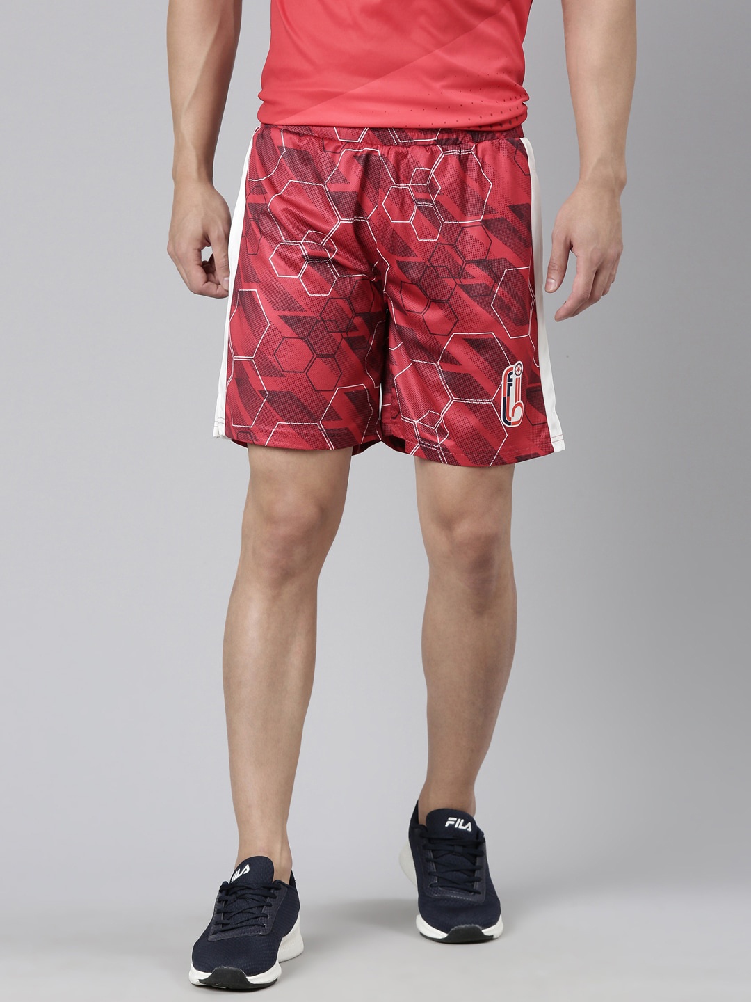 

FILA Men Red Printed Sports Shorts