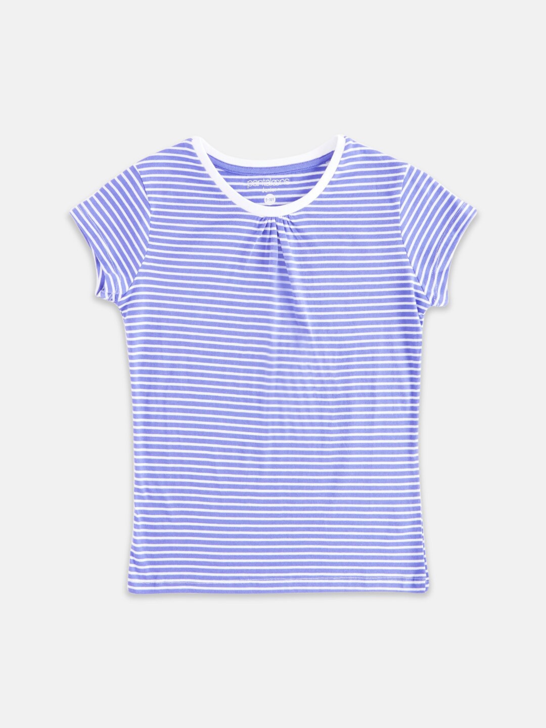 

Pantaloons Junior Girls Purple Striped Cotton T-shirt