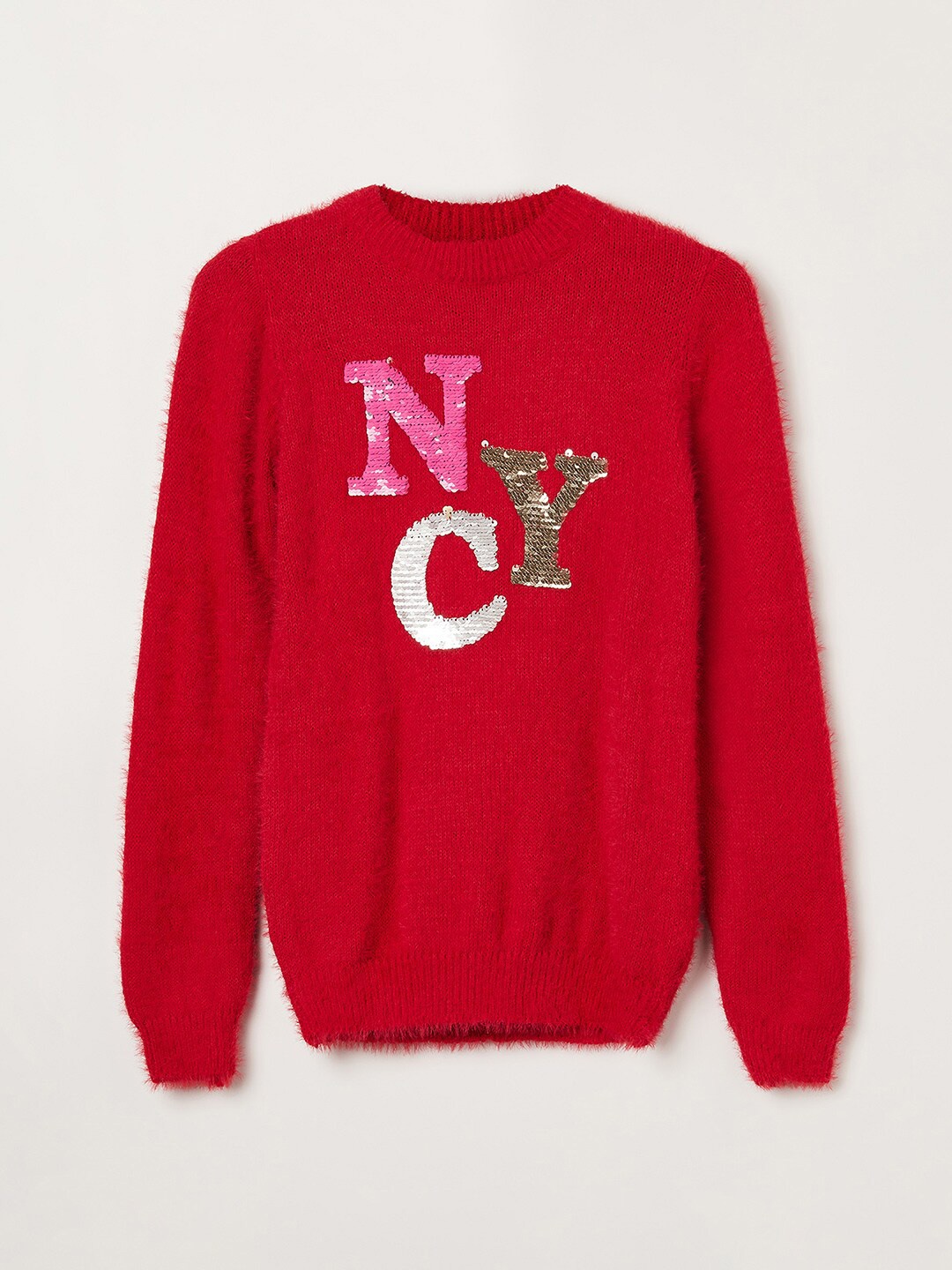 

Fame Forever by Lifestyle Girls Red & Pink Embroidered Acrylic Pullover