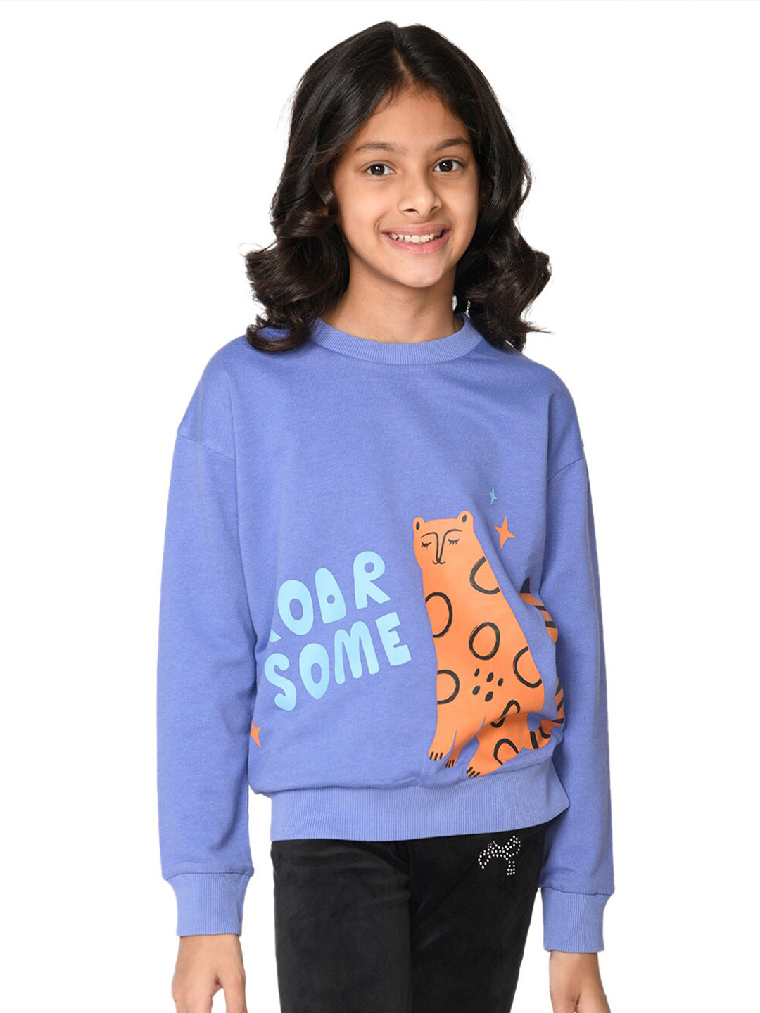 

SPUNKIES Girls Blue Printed Cotton Sweatshirt