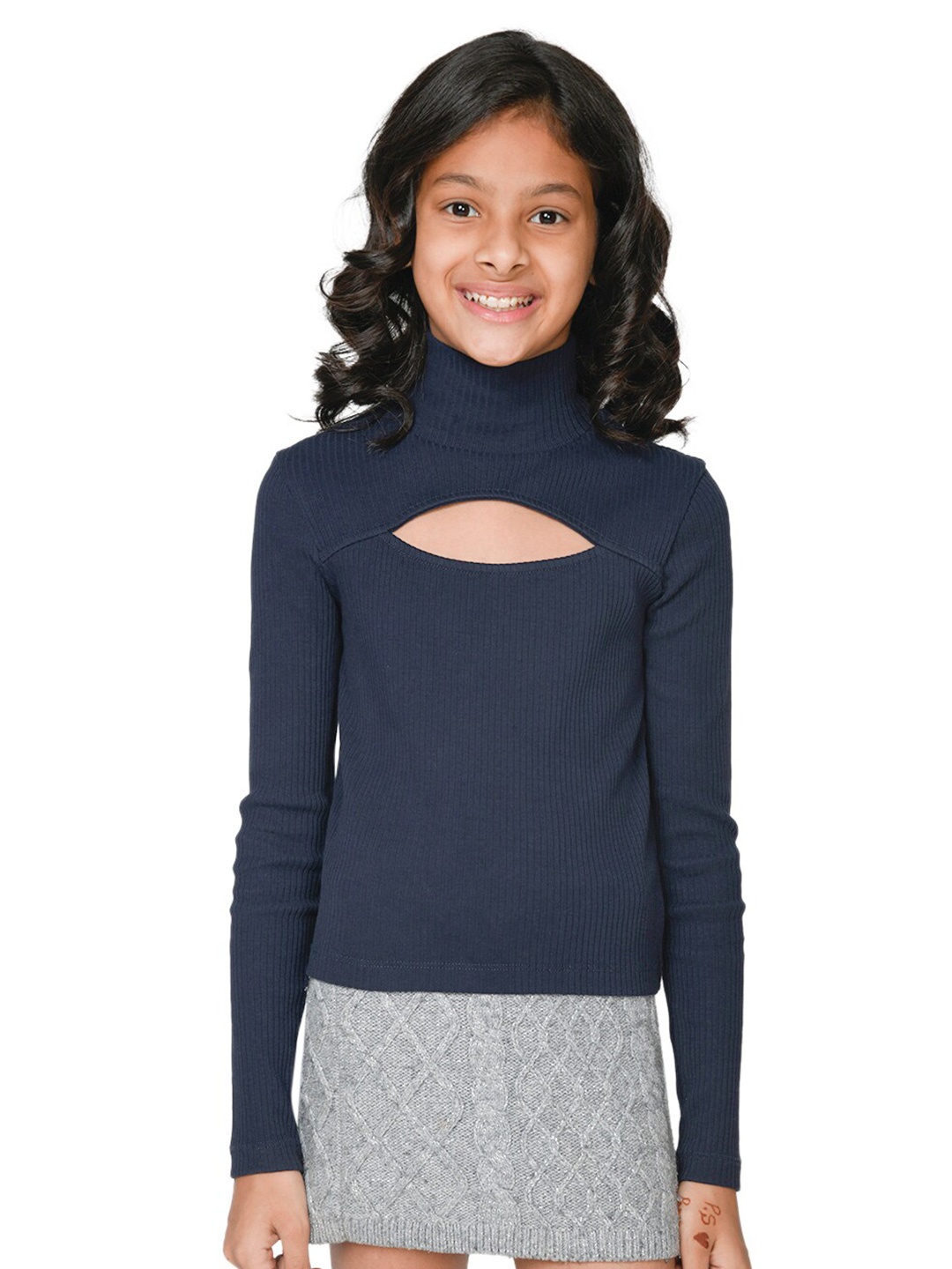 

SPUNKIES Girls Blue Cut-Out Pure Cotton Top