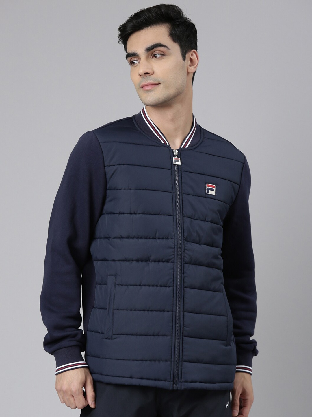 

FILA Men Navy Blue Cotton Quilted Jacket