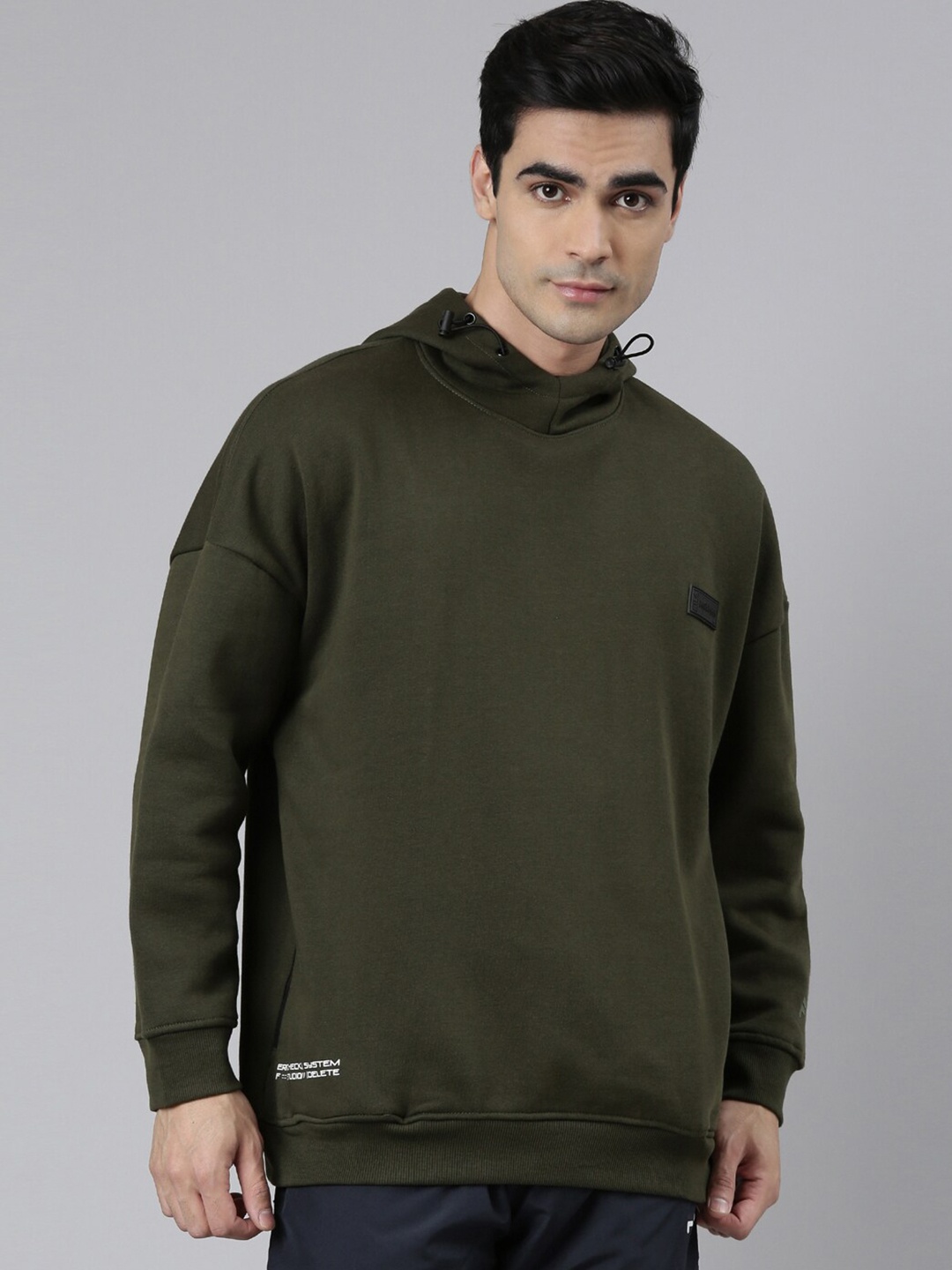 

FILA Men Olive Green Hooded Sweatshirt