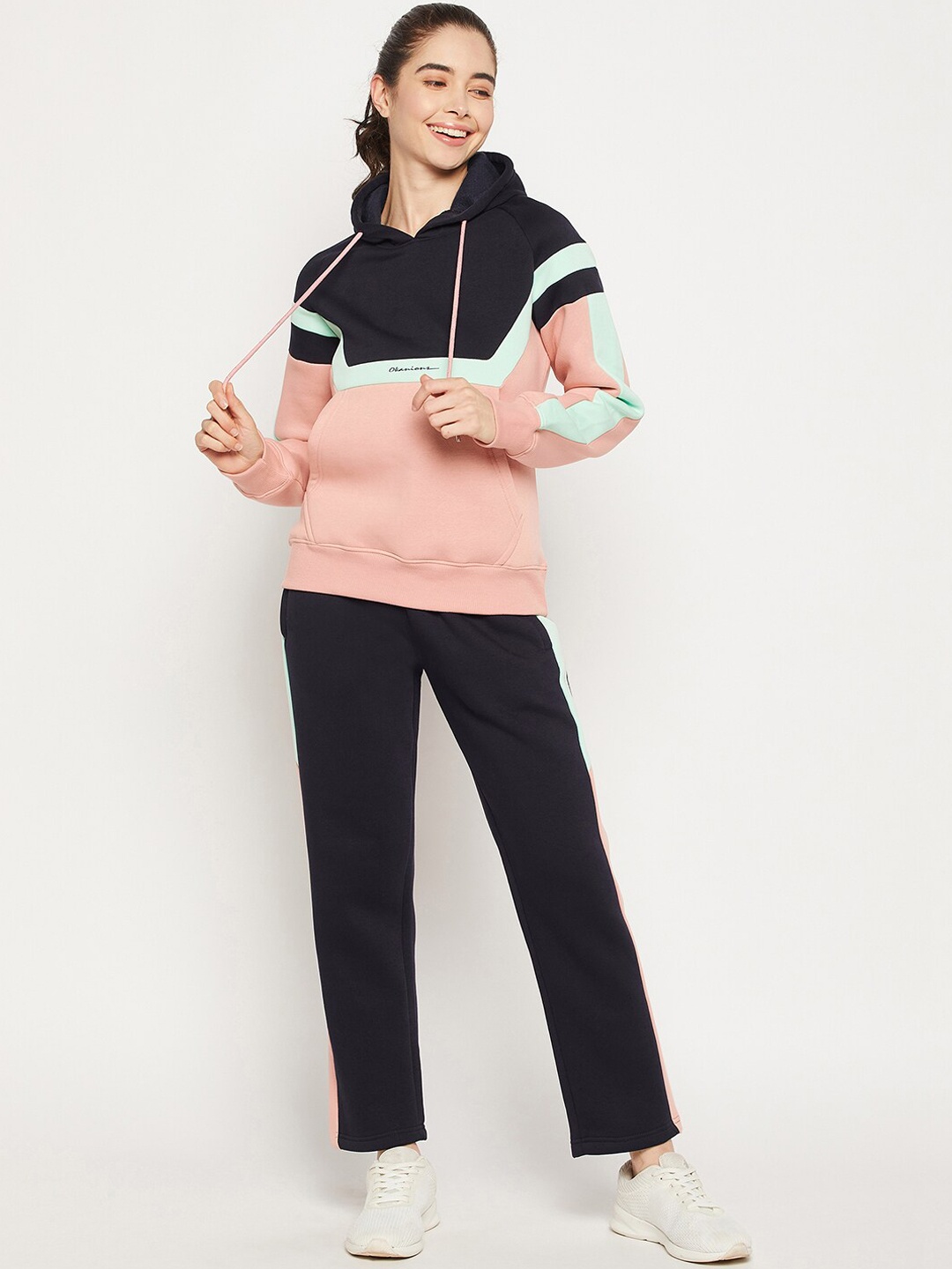 

Okane Women Peach Coloured Colourblocked Tracksuits
