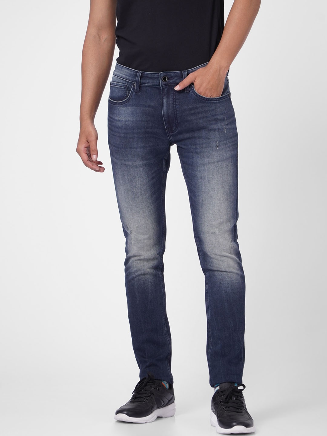 

Jack & Jones Men Blue Skinny Fit Mildly Distressed Heavy Fade Stretchable Jeans
