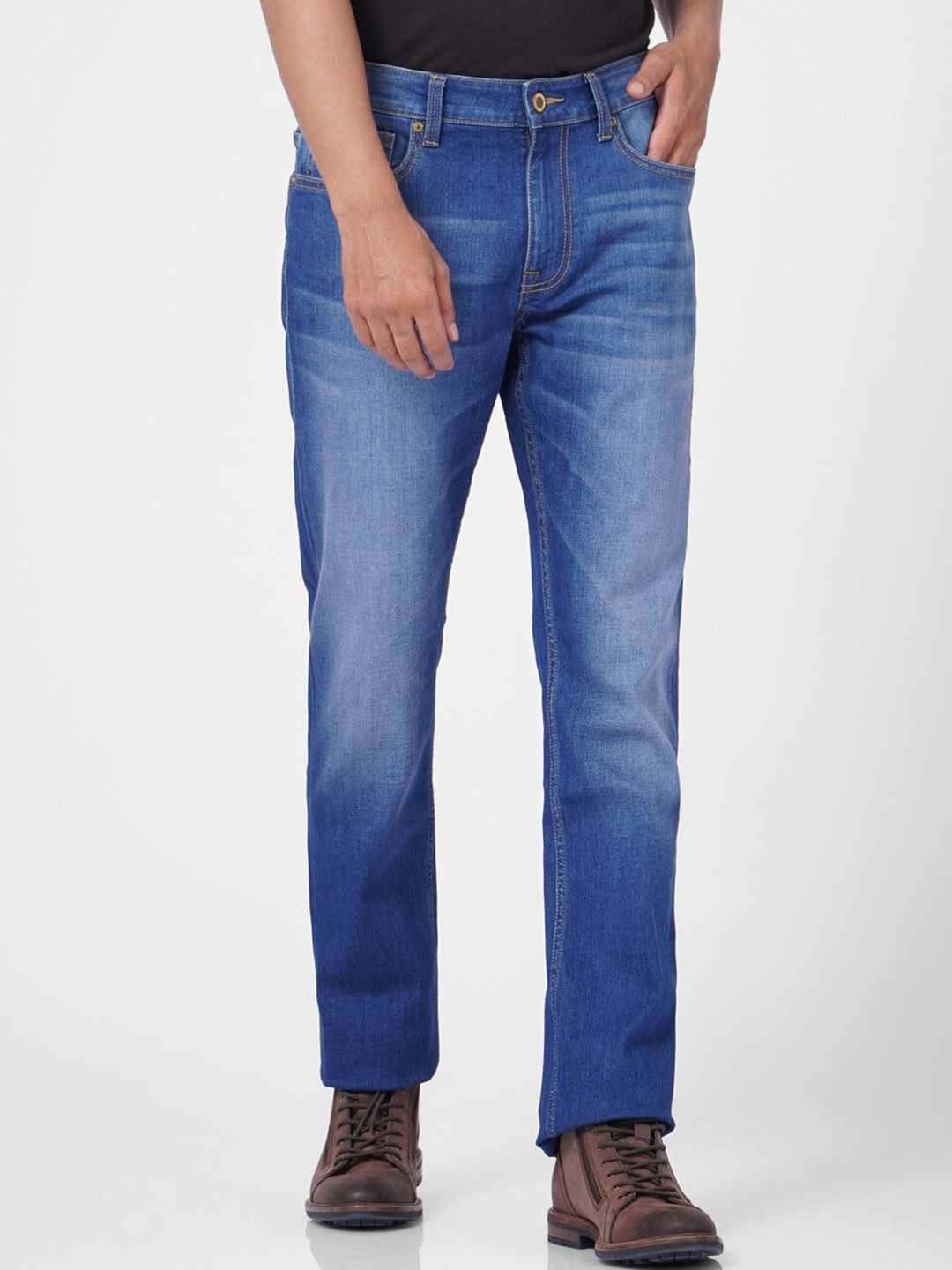 

Jack & Jones Men Regular Fit Heavy Fade Casual Cotton Jeans, Blue