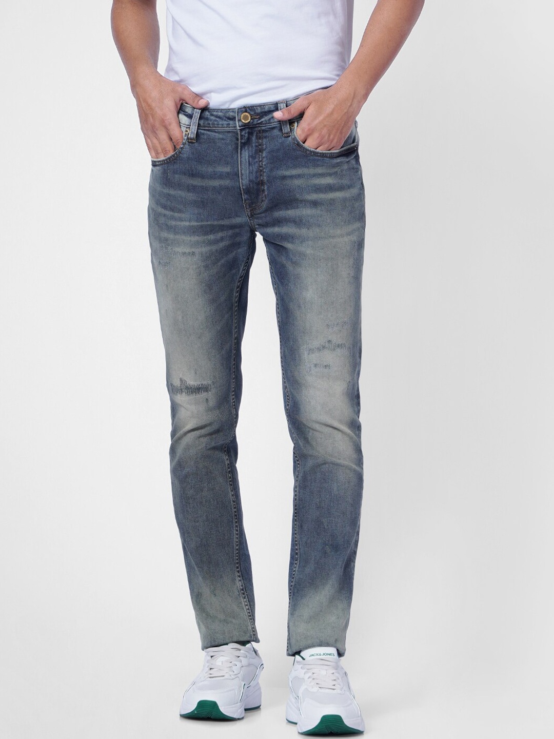 

Jack & Jones Men Blue Skinny Fit Low Distress Heavy Fade Jeans