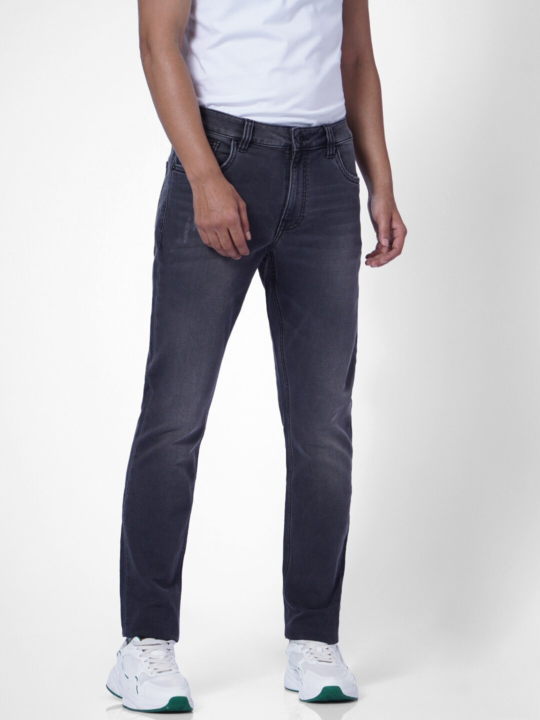

Jack & Jones Men Grey Skinny Fit Low Distress Light Fade Stretchable Jeans