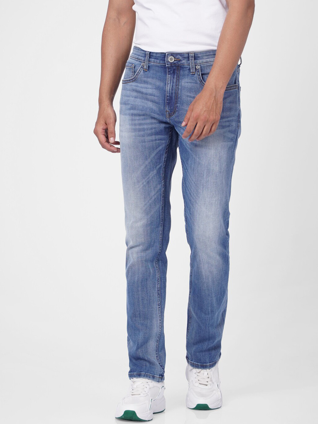 

Jack & Jones Men Blue Slim Fit Low Distress Light Fade Stretchable Jeans