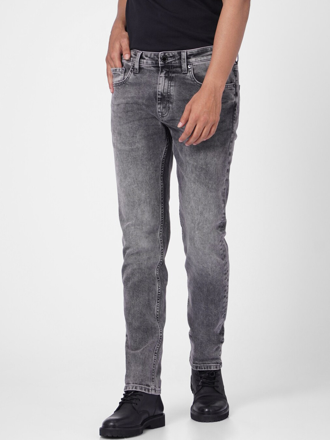 

Jack & Jones Men Grey Slim Fit Heavy Fade Jeans